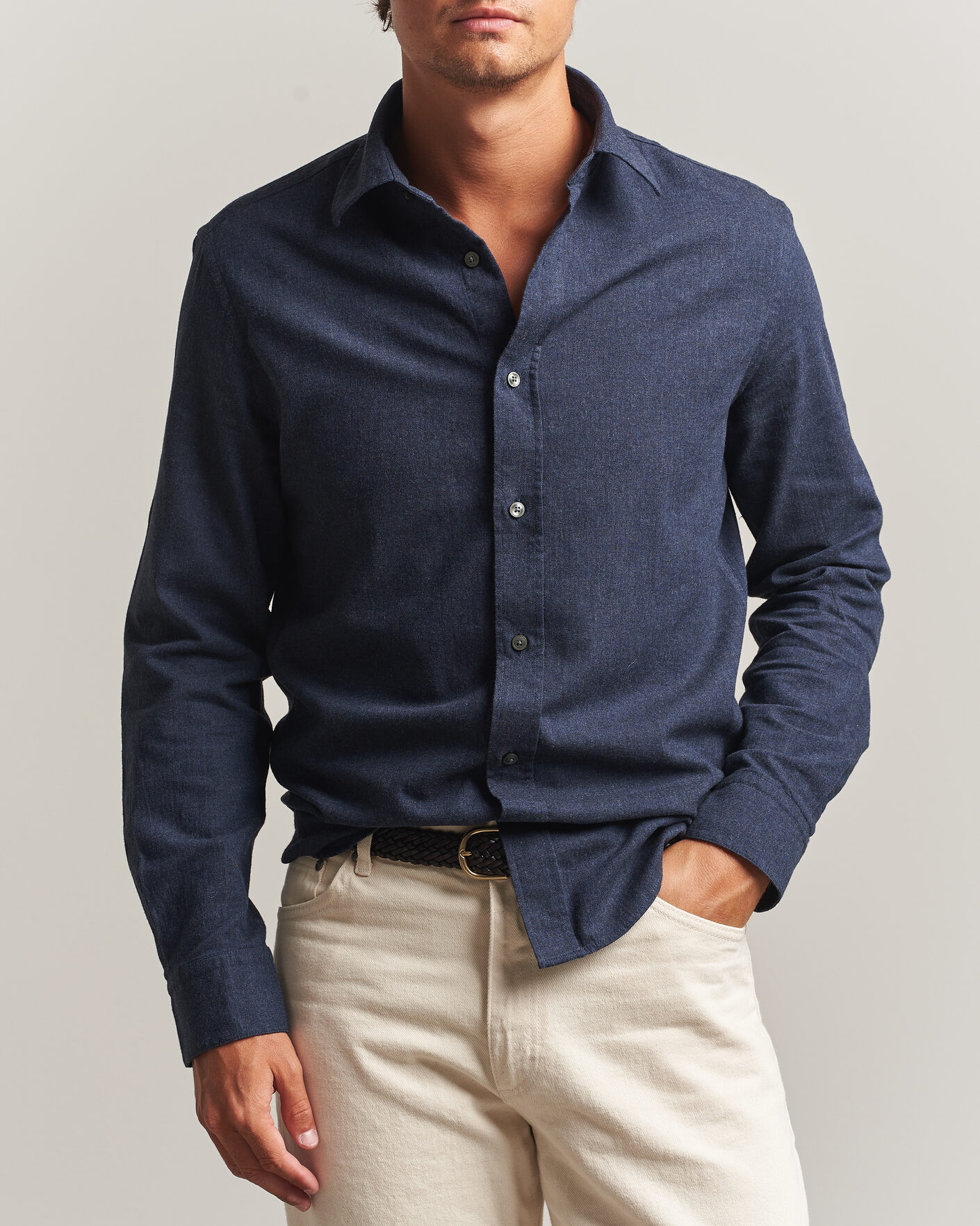 Men | Shirts | Tiger of Sweden | Bjorn Brushed Cotton Shirt Steel Blue