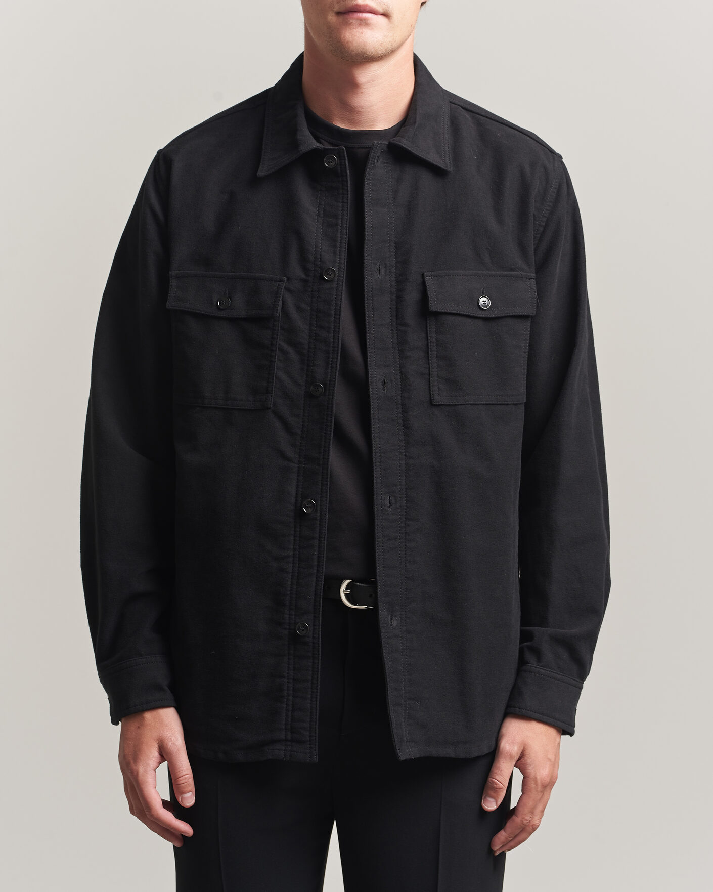 Men | Shirts | Tiger of Sweden | Bishop Cotton Overshirt Black