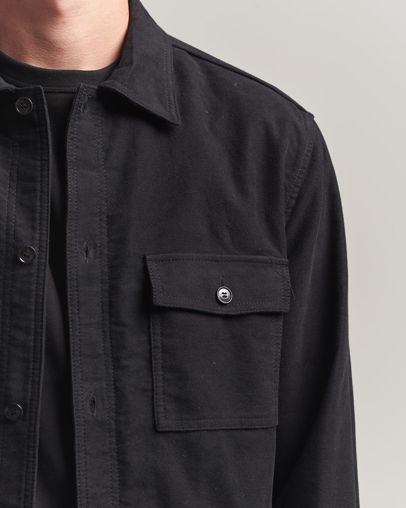 Men | Shirts | Tiger of Sweden | Bishop Cotton Overshirt Black