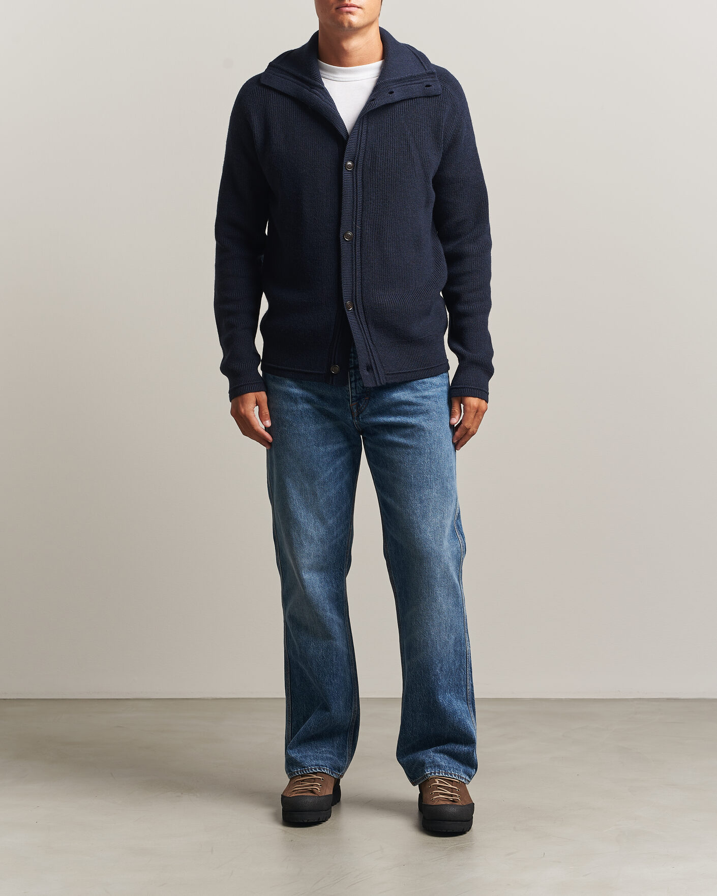 Men | Sweaters & Knitwear | Tiger of Sweden | Leander Wool Knitted Cardigan Night Grape