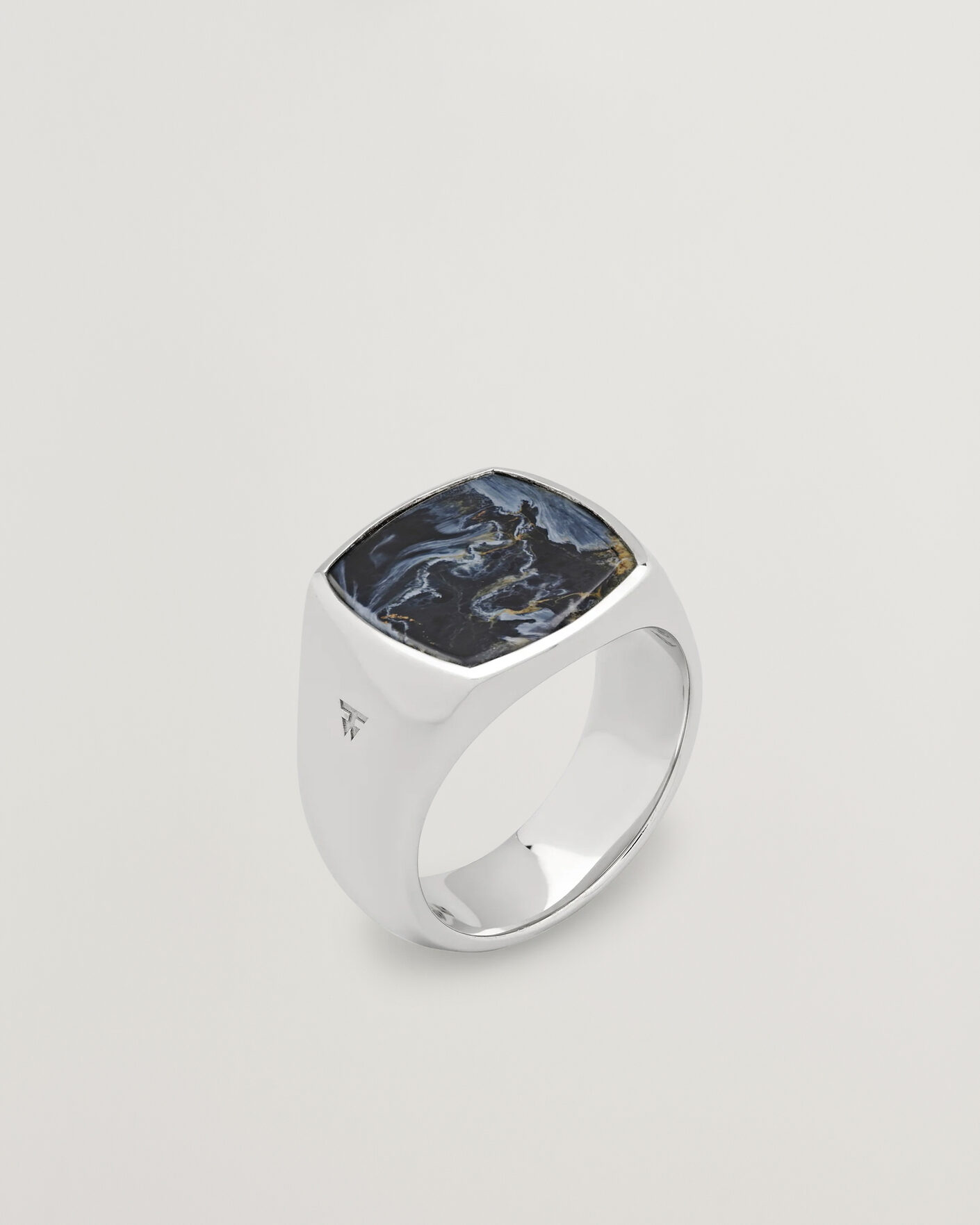 Men | Jewellery | Tom Wood | Cushion Pietersite Ring Silver