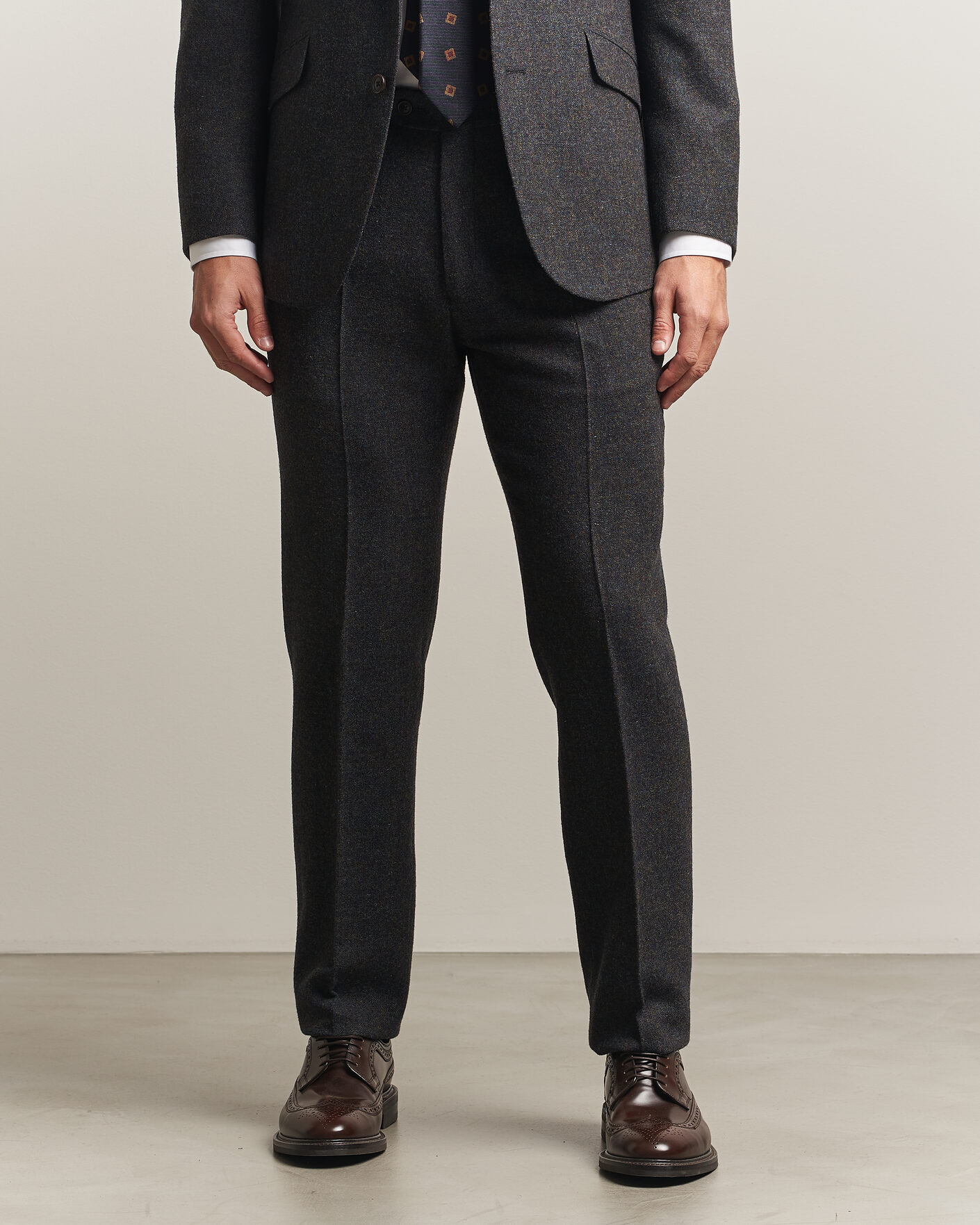 Men | Trousers | Walker Slater | Edward Shetland Wool Donegal Trousers Navy