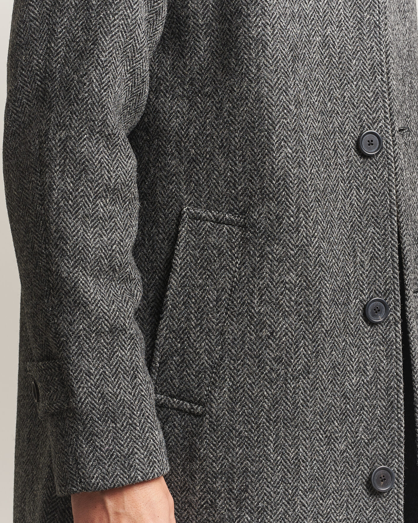 Men | Coats & Jackets | Walker Slater | Sherlock Harris Tweed Herringbone Coat Charcoal