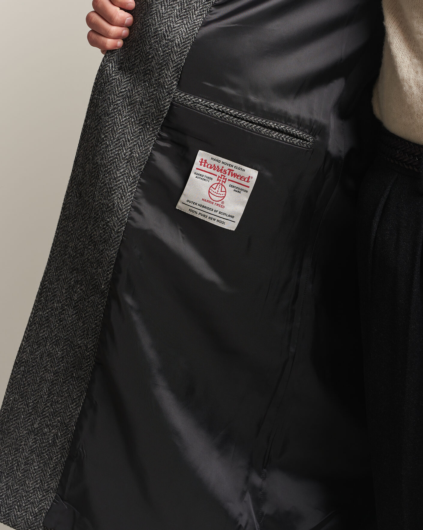 Men | Coats & Jackets | Walker Slater | Sherlock Harris Tweed Herringbone Coat Charcoal