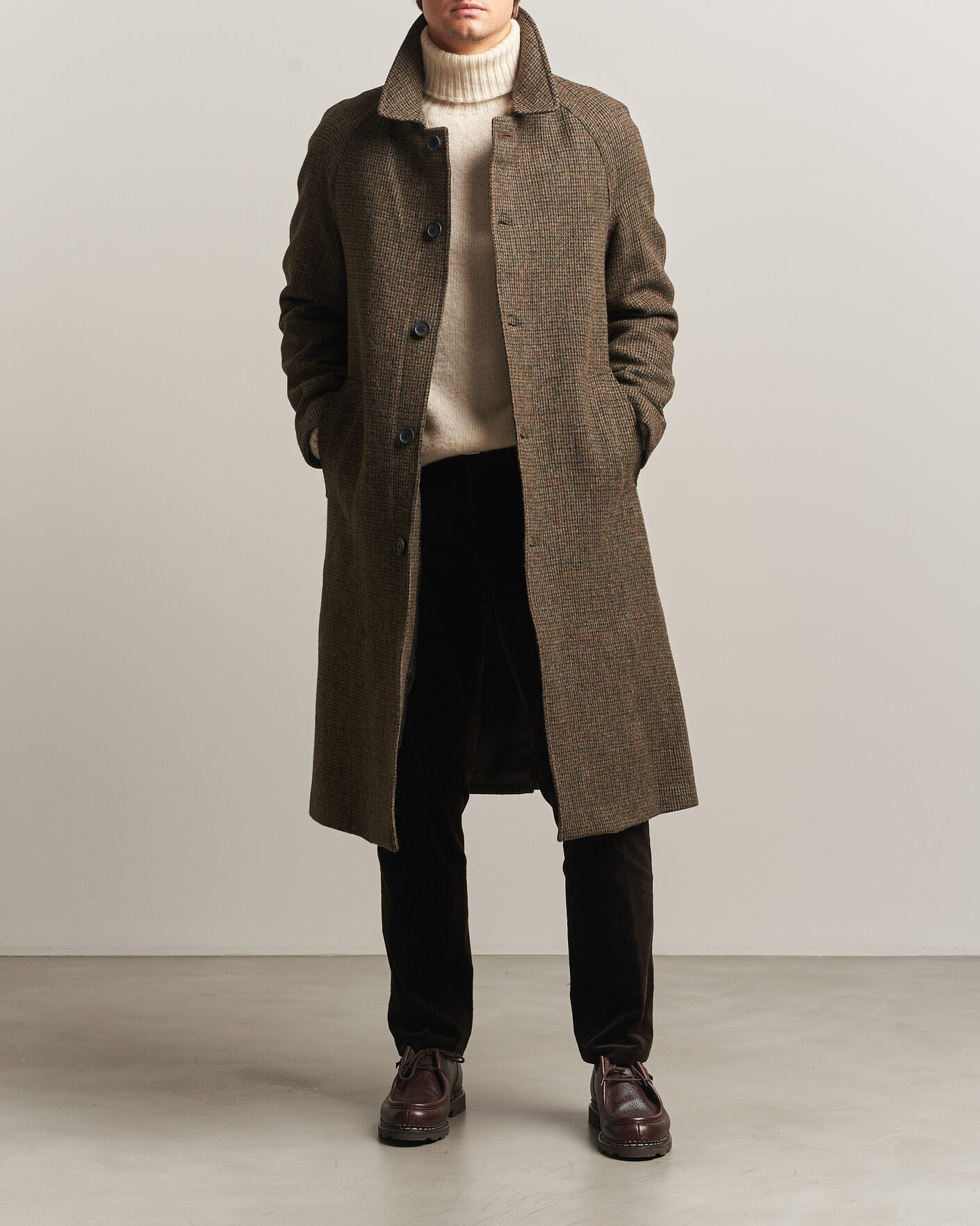 Men | Coats & Jackets | Walker Slater | Sherlock Harris Tweed Microcheck Coat Amber Brown