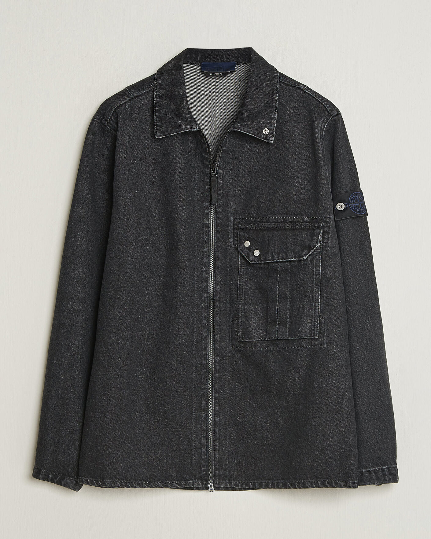 Men | Shirts | Stone Island | Denim Overshirt Black Medium Wash