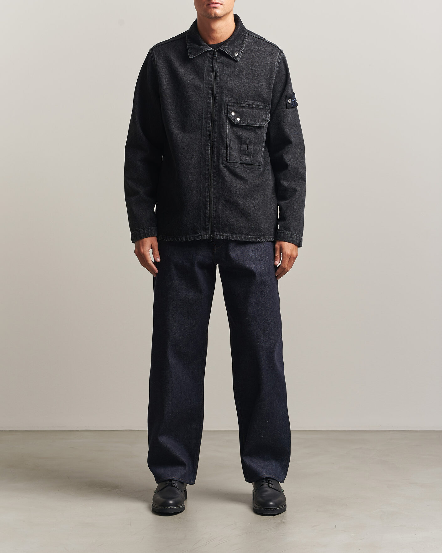 Men | Shirts | Stone Island | Denim Overshirt Black Medium Wash