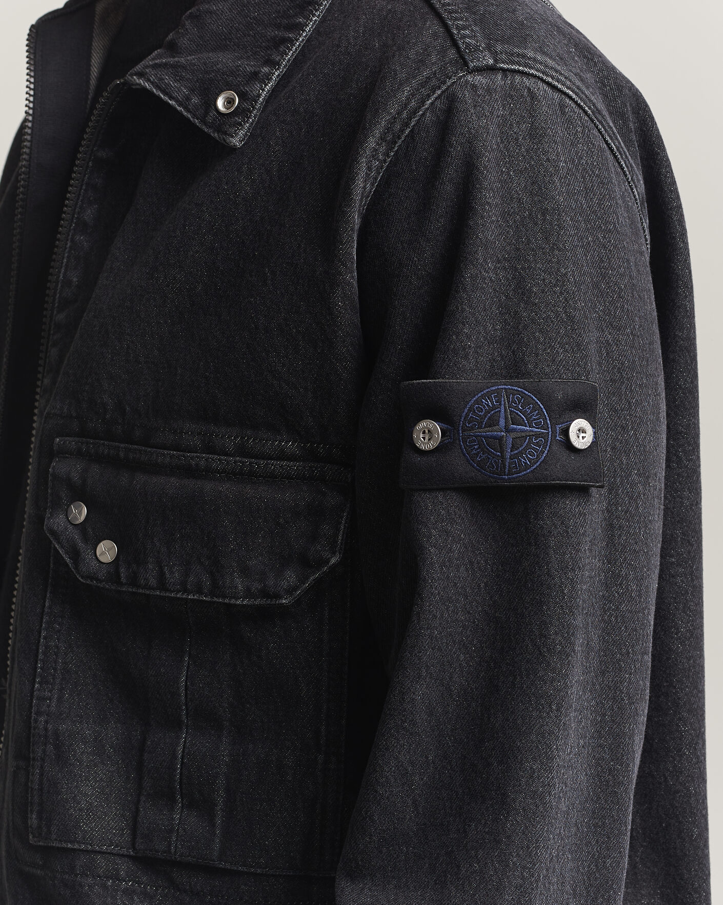 Men | Shirts | Stone Island | Denim Overshirt Black Medium Wash