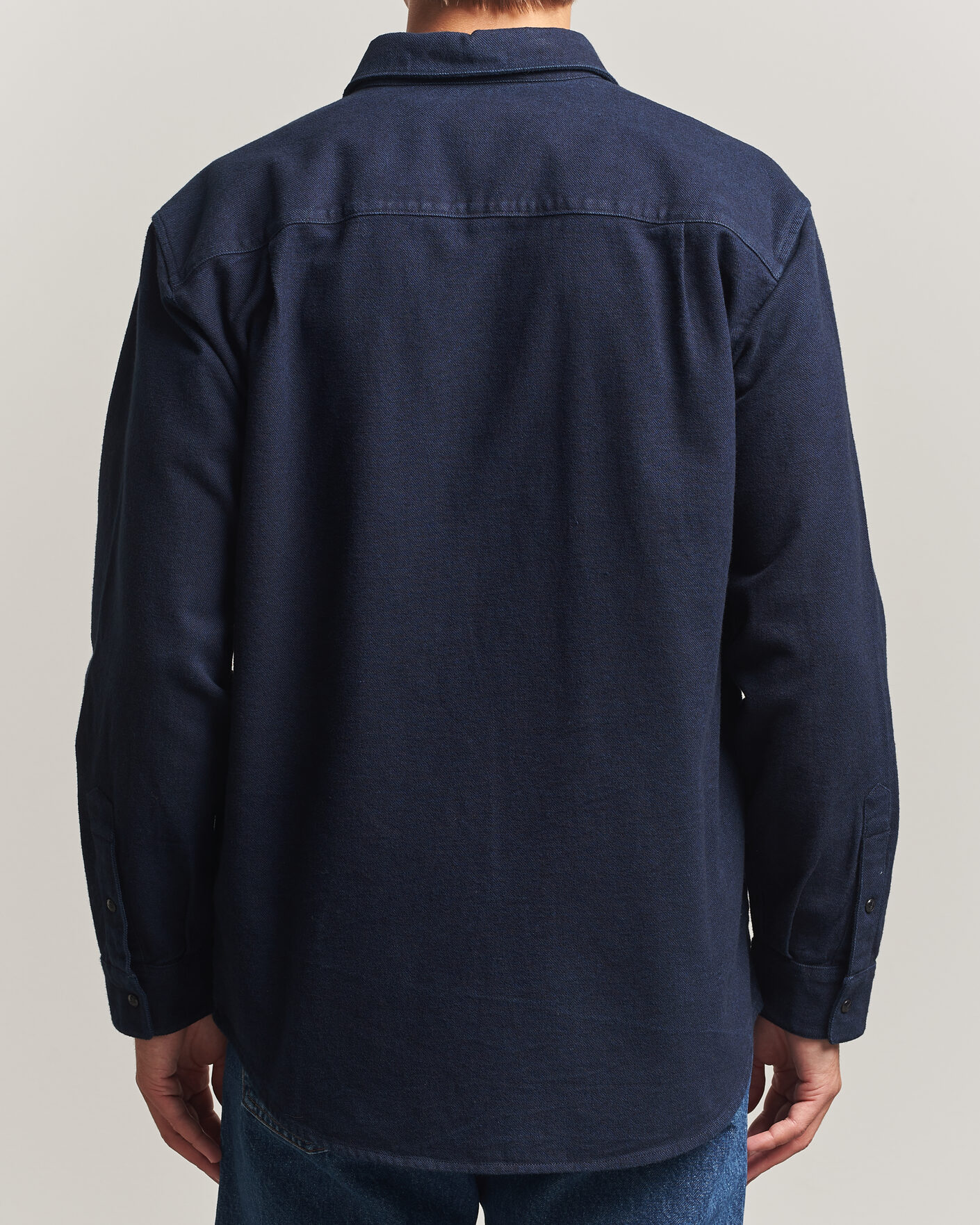 Men | Shirts | Stone Island | Organic Cotton Flannel Denim Shirt Indigo