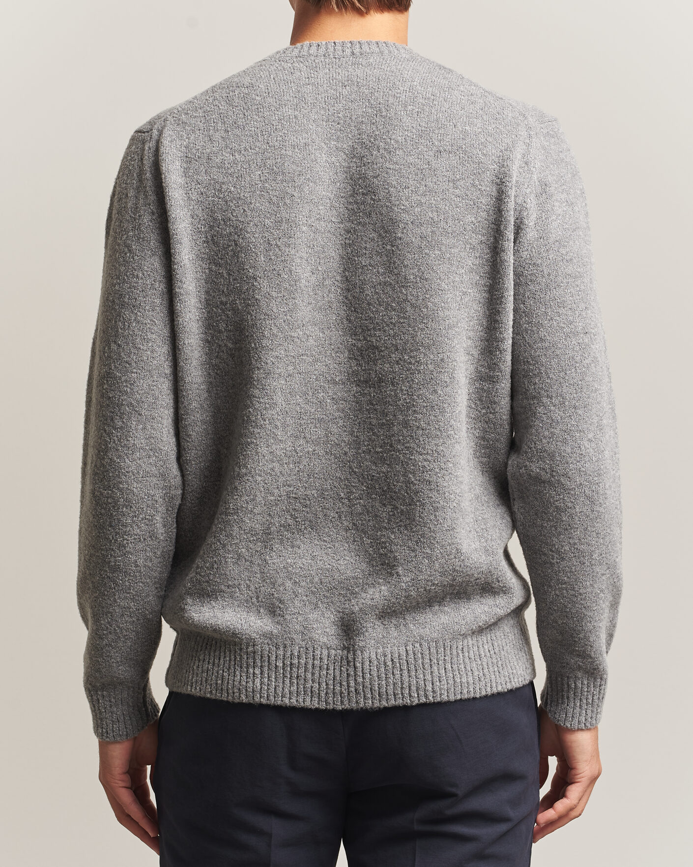 Men | Sweaters & Knitwear | Zanone | Wool Boucle Crew Neck Grey Melange
