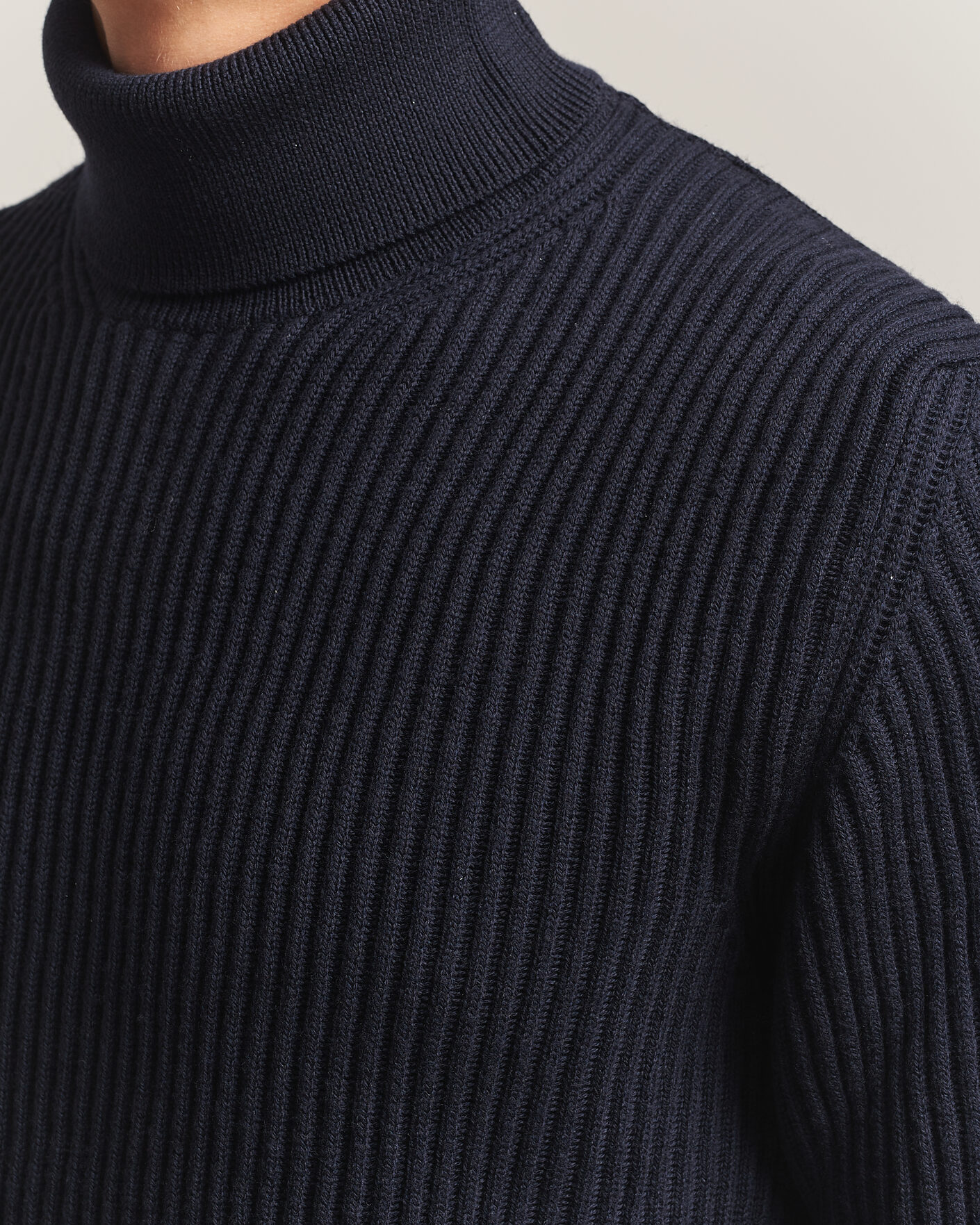 Men | Sweaters & Knitwear | Zanone | Fishermans Rib Rollneck Navy