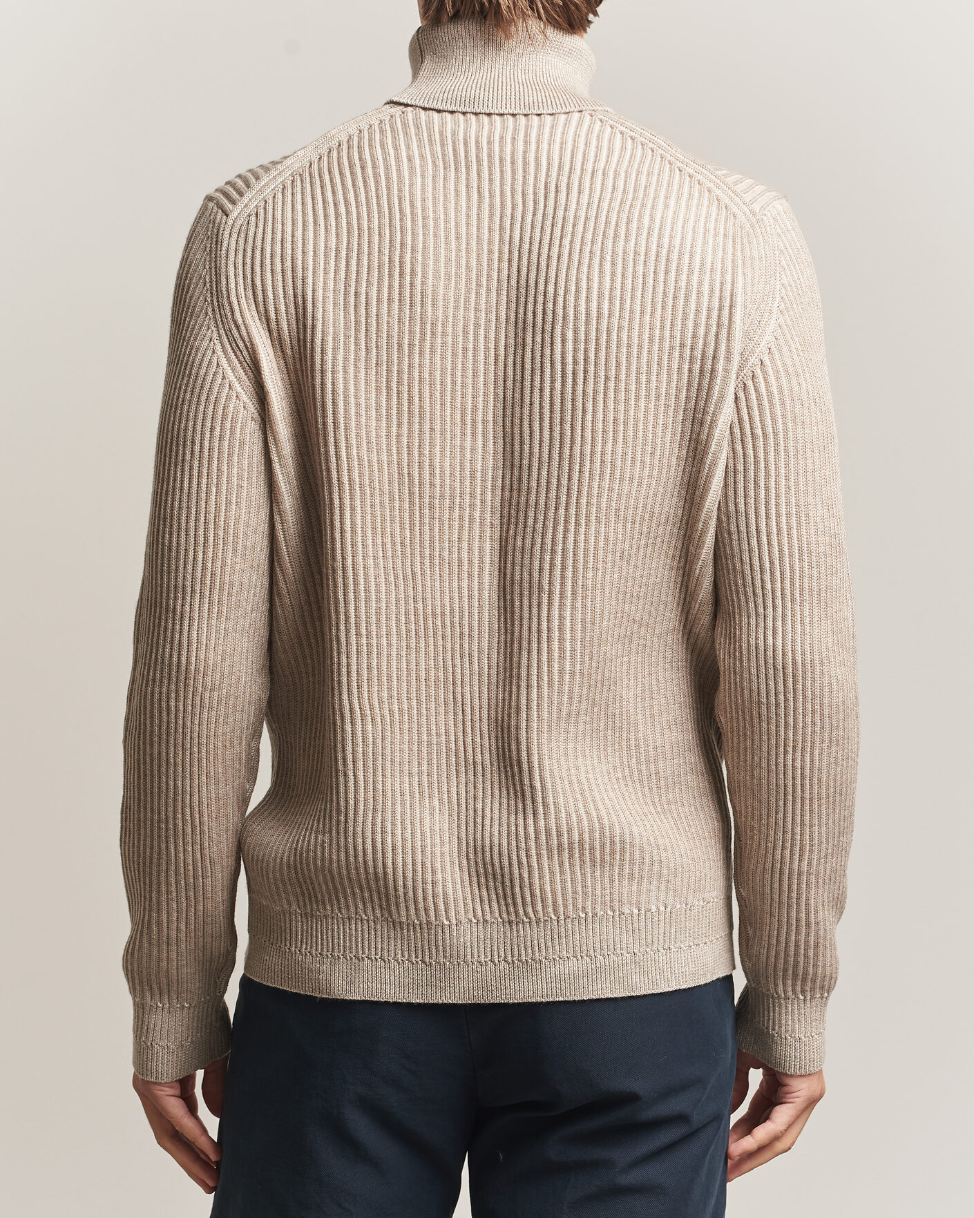 Men | Sweaters & Knitwear | Zanone | Fishermans Rib Rollneck Beige