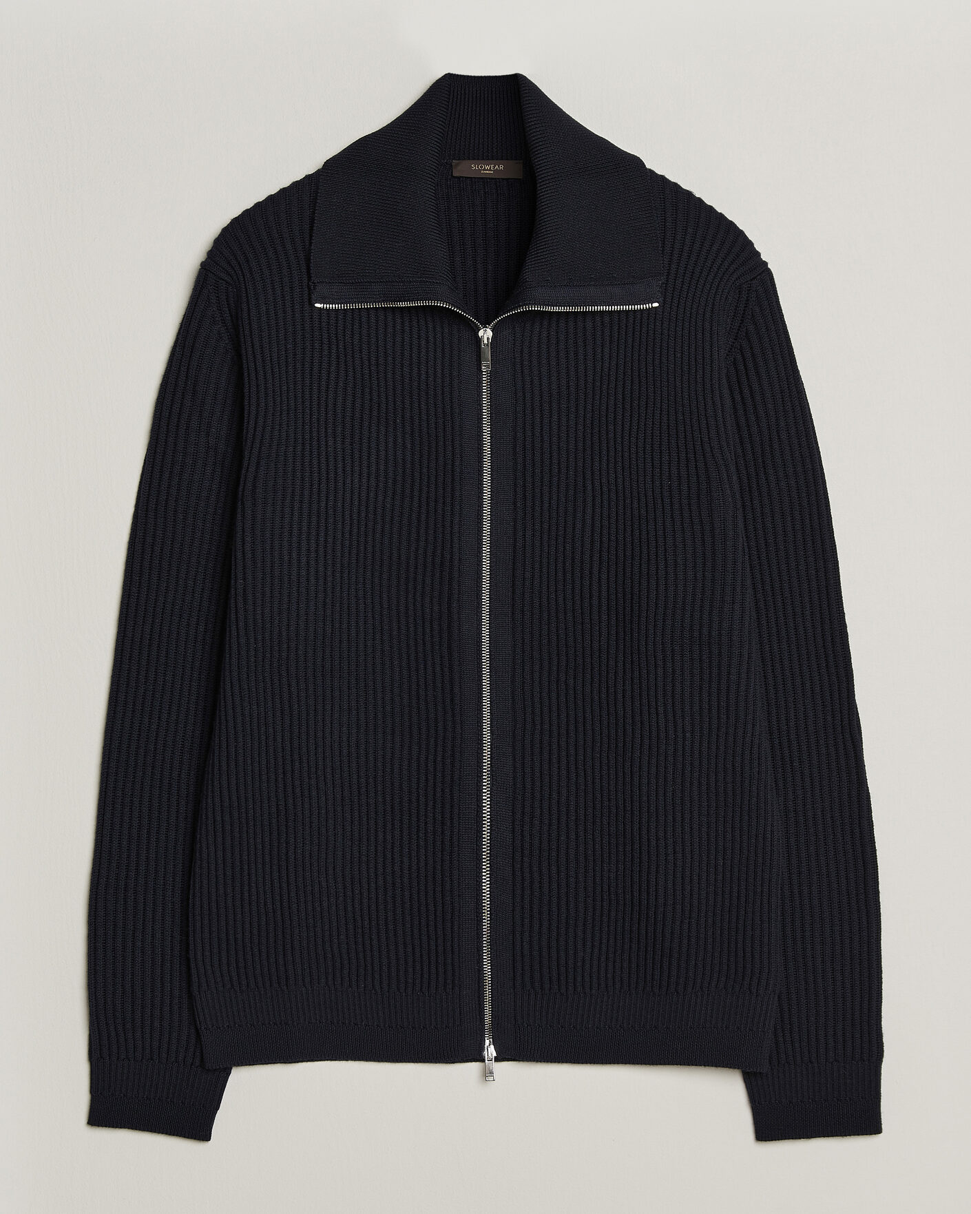 Men | Sweaters & Knitwear | Zanone | Fishermans Rib Full Zip Cardigan Navy