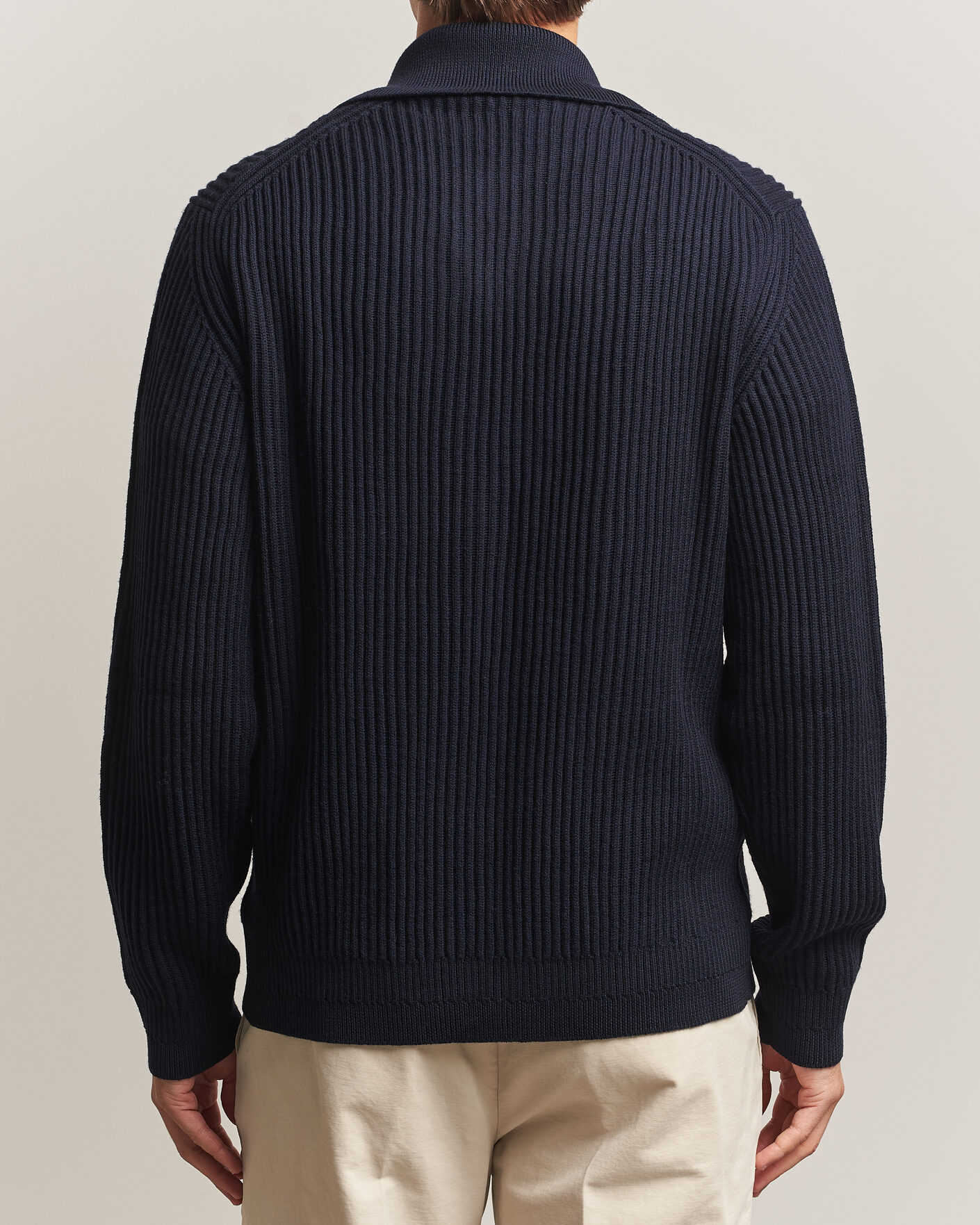 Men | Sweaters & Knitwear | Zanone | Fishermans Rib Full Zip Cardigan Navy
