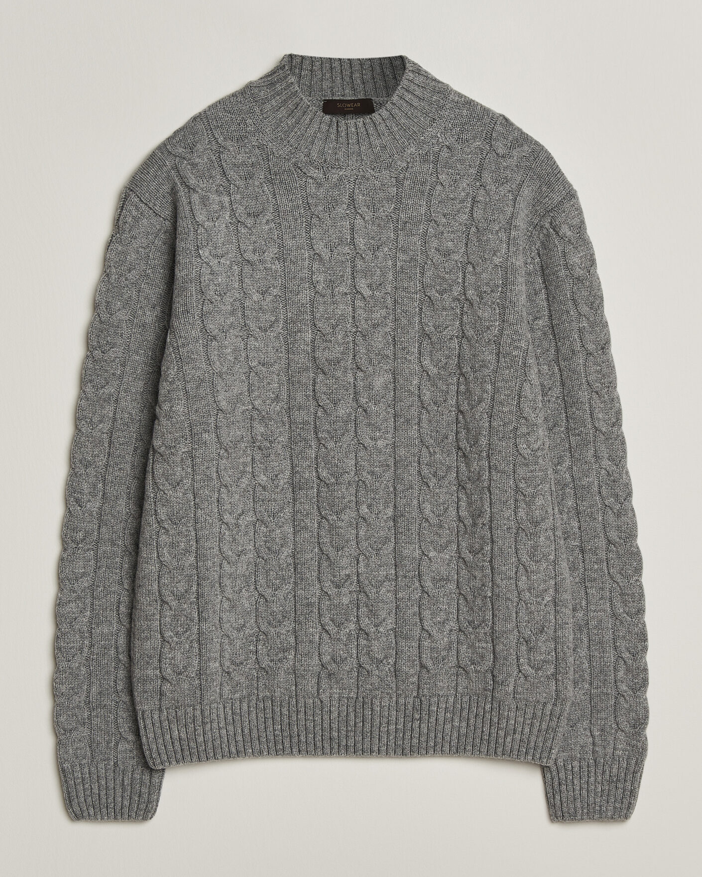 Men | Sweaters & Knitwear | Zanone | Double Cable Crew Neck Grey Melange