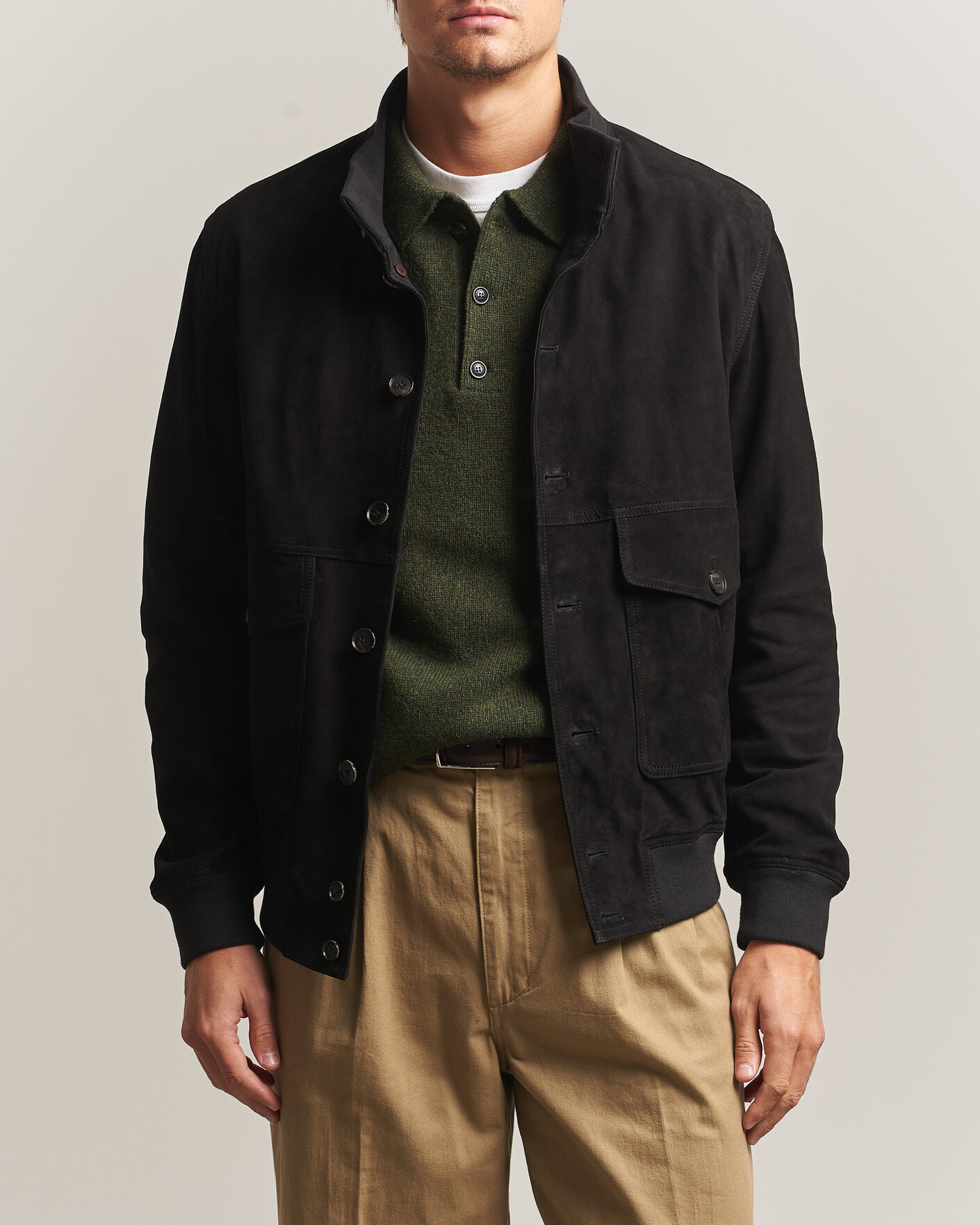 Men | Coats & Jackets | Baracuta | Suede Blouson Jacket Black