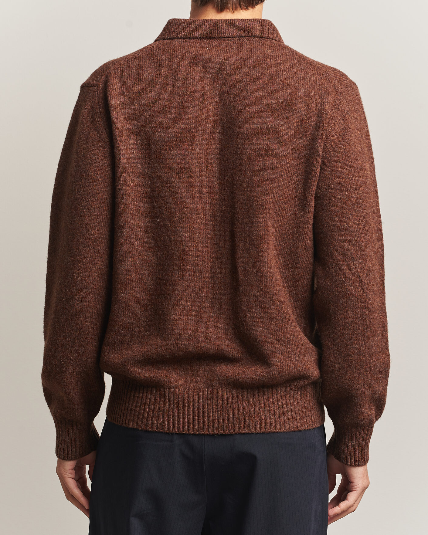 Men | Sweaters & Knitwear | Baracuta | Shetland Polo Slate Black