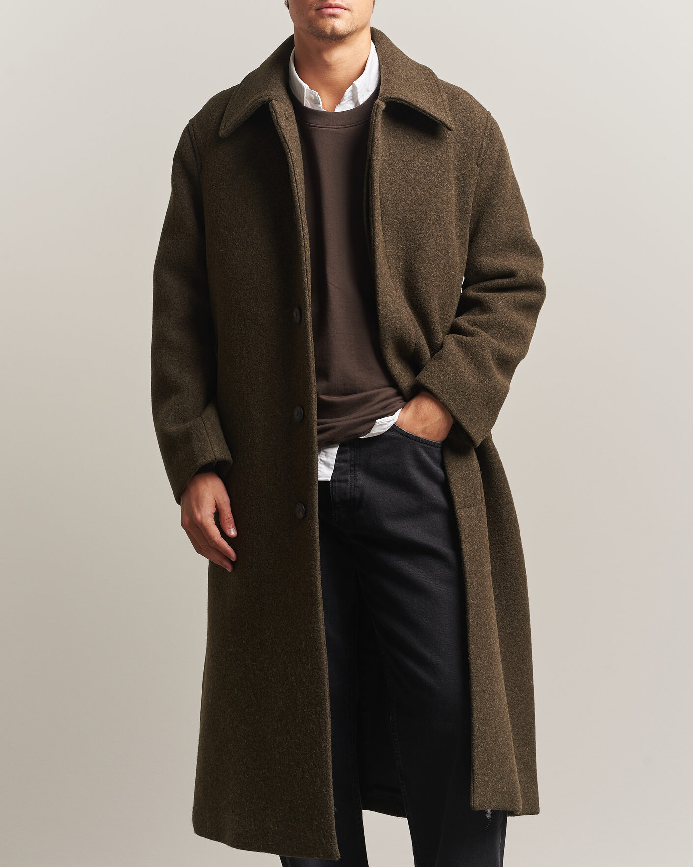 Men | Coats & Jackets | Sunflower | Wool Blend Winter Coat Green Moss