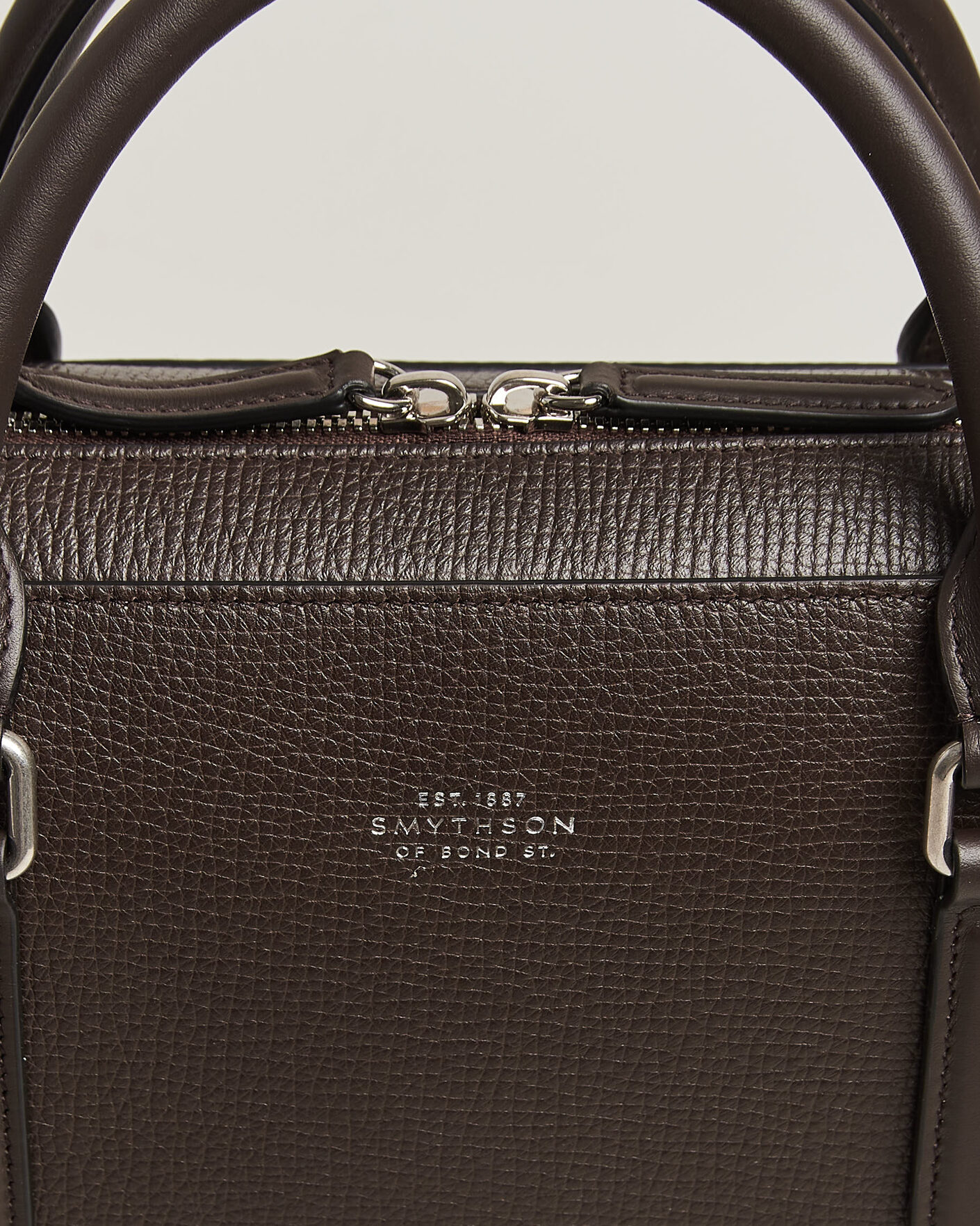 Men | Bags | Smythson | Ludlow Slim Briefcase With Zip Front Dark Brown