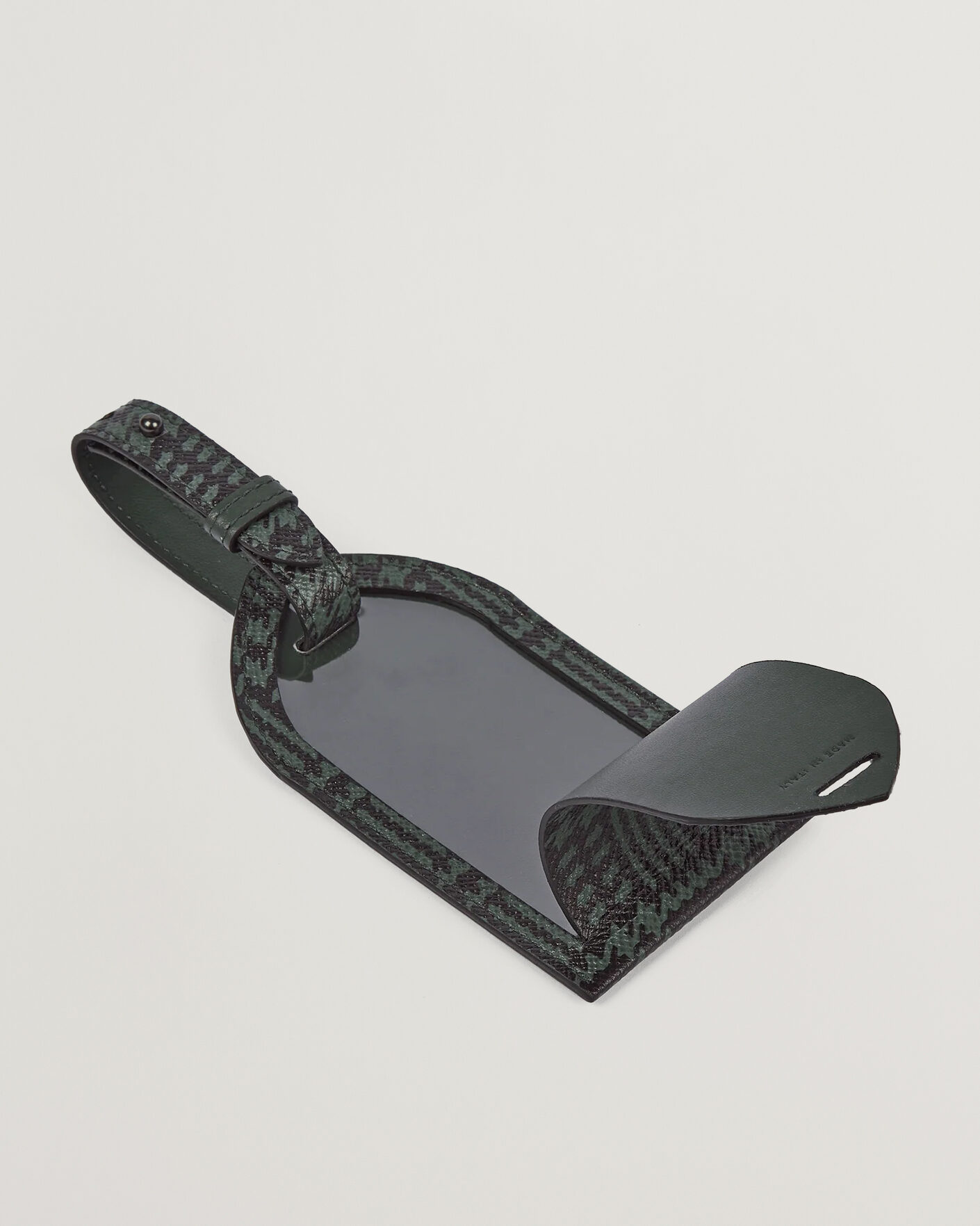 Men | Home | Smythson | Panama Tweed Luggage Tag Slate Green