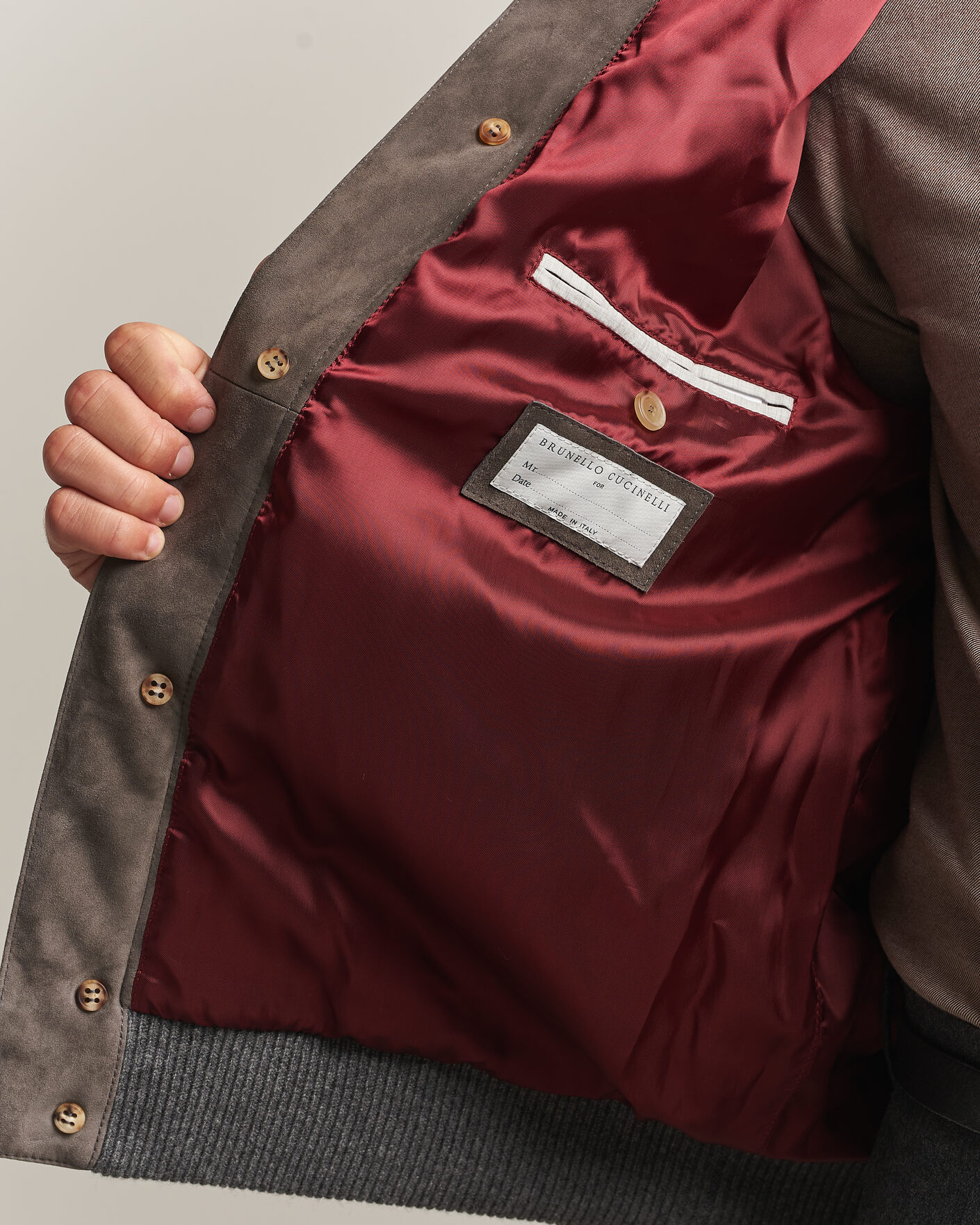 Men | Coats & Jackets | Brunello Cucinelli | Cashmere/Suede Down Jacket Grey Melange