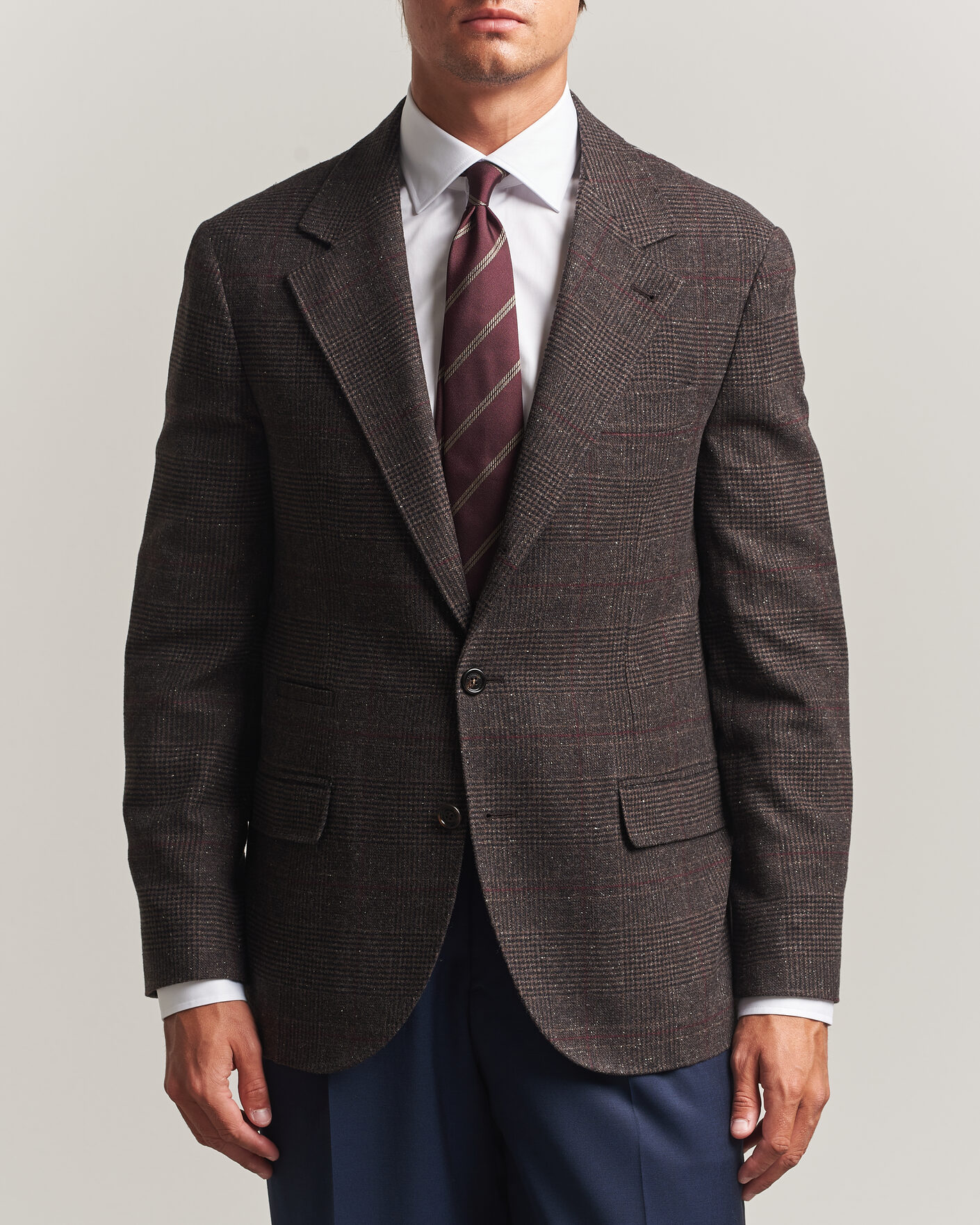 Men | Blazers | Brunello Cucinelli | Cashmere/Silk Prince Of Wales Blazer Dark Brown