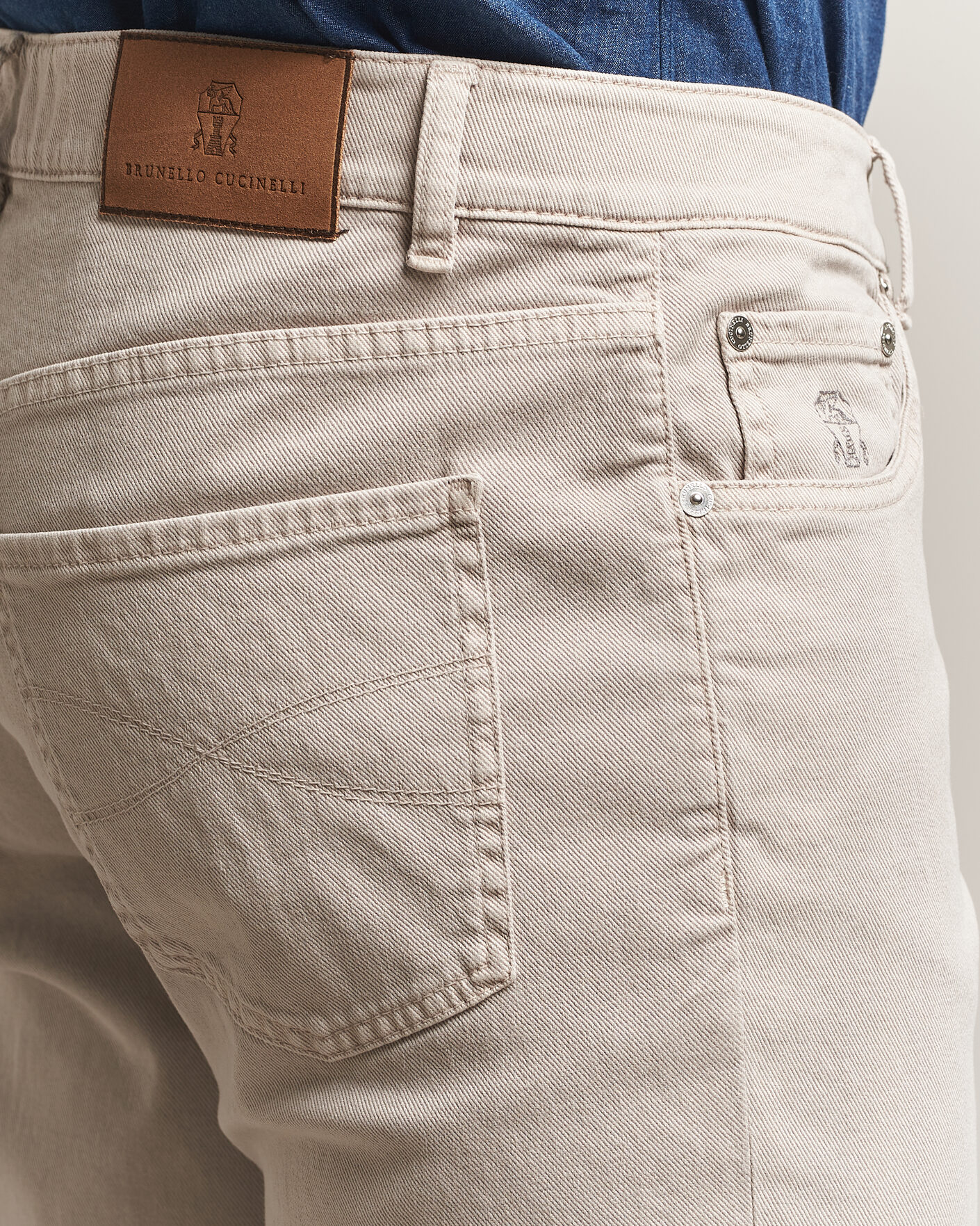 Men | Trousers | Brunello Cucinelli | Slim Fit Bull Denim Pants Beige