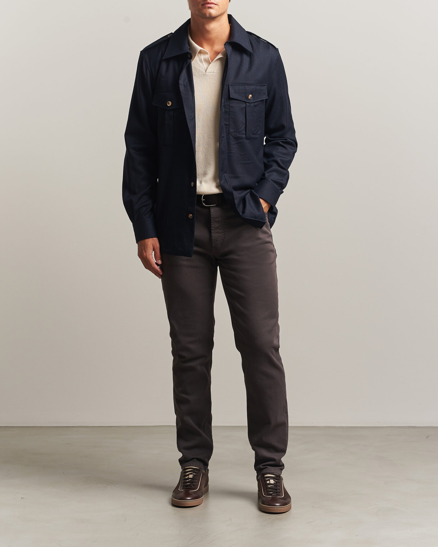 Men | Trousers | Brunello Cucinelli | Slim Fit Bull Denim Pants Dark Brown