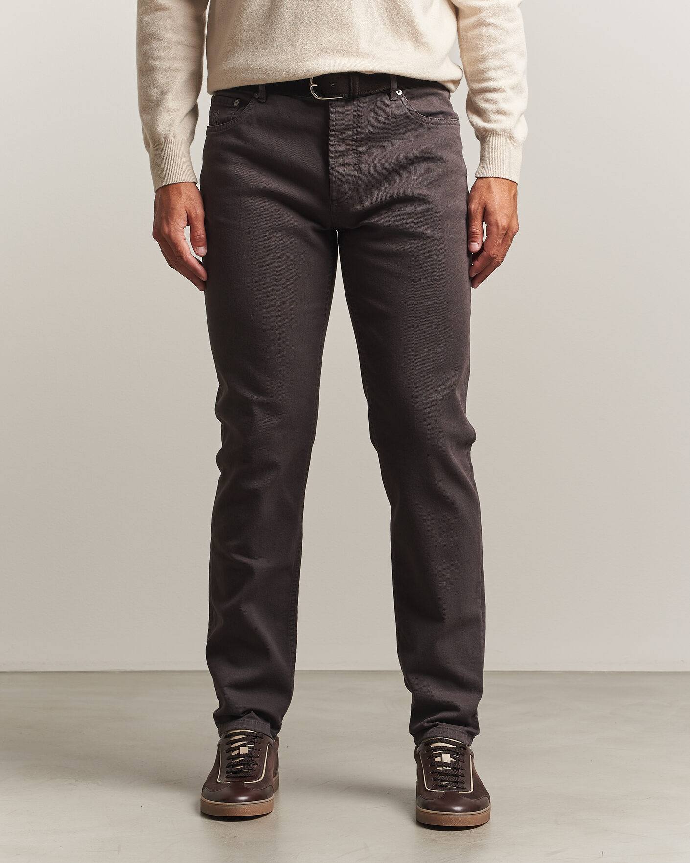 Men | Trousers | Brunello Cucinelli | Slim Fit Bull Denim Pants Dark Brown
