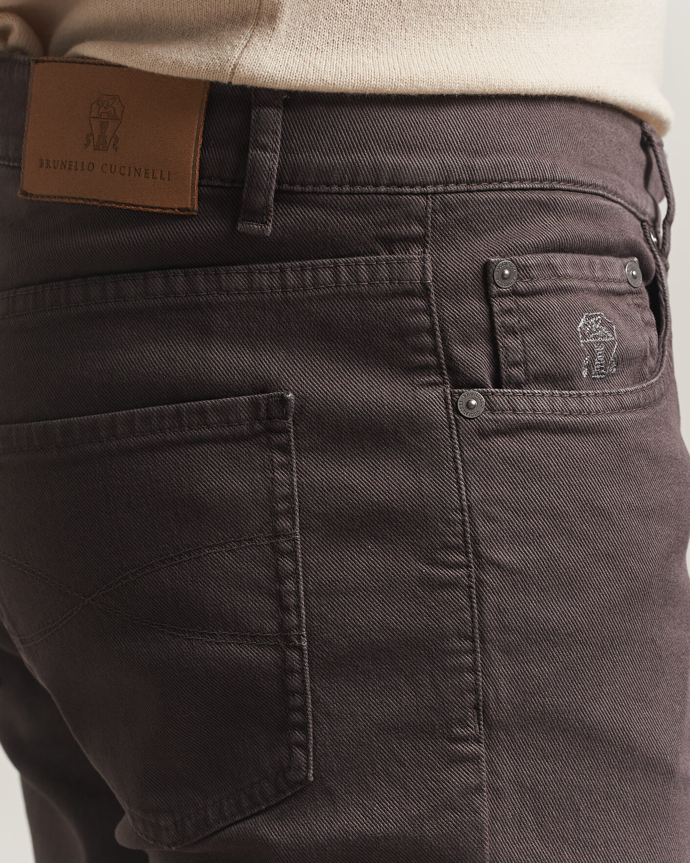 Men | Trousers | Brunello Cucinelli | Slim Fit Bull Denim Pants Dark Brown