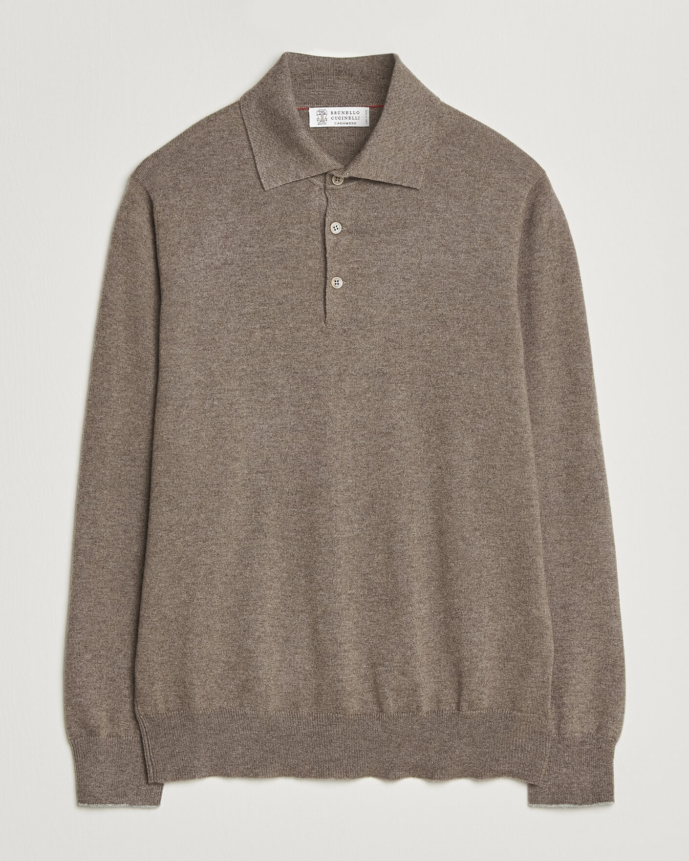 Men | Sweaters & Knitwear | Brunello Cucinelli | 2 Ply Cashmere Long Sleeve Polo Brown