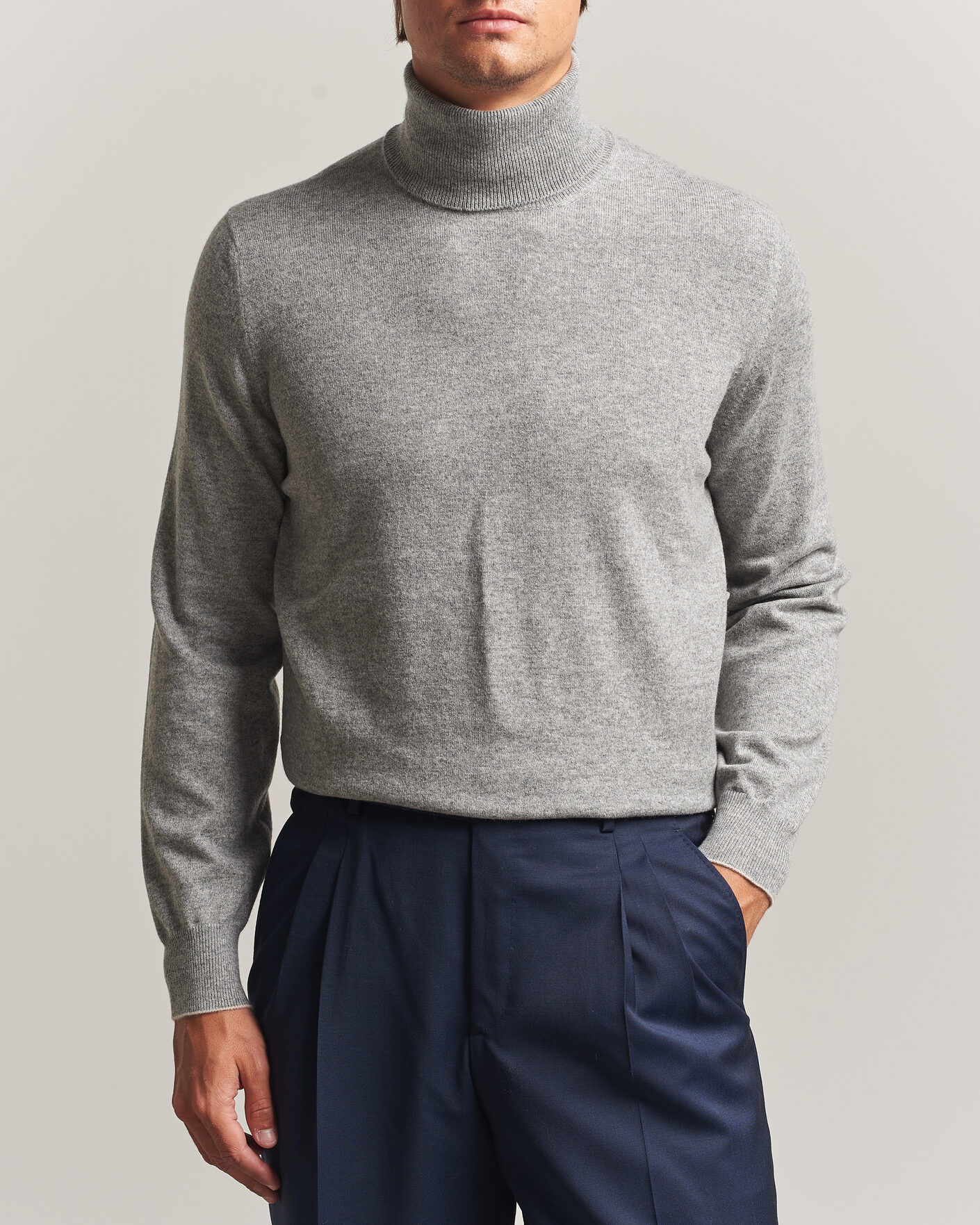 Men | Sweaters & Knitwear | Brunello Cucinelli | 2 Ply Cashmere Rollneck Grey Melange