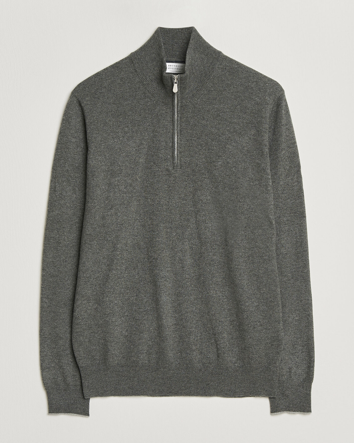 Men | Sweaters & Knitwear | Brunello Cucinelli | 2 Ply Cashmere Half Zip Forest Green