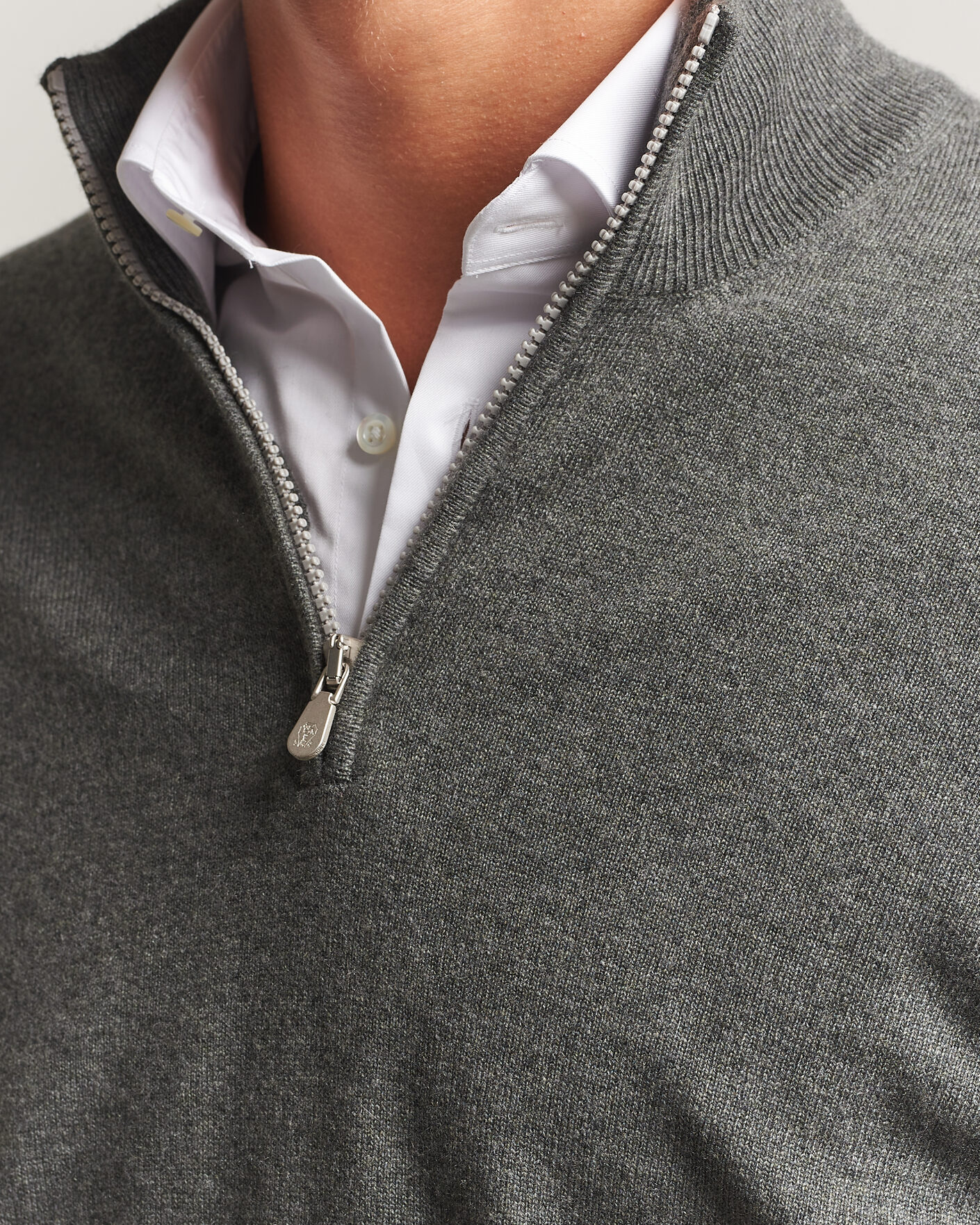 Men | Sweaters & Knitwear | Brunello Cucinelli | 2 Ply Cashmere Half Zip Forest Green