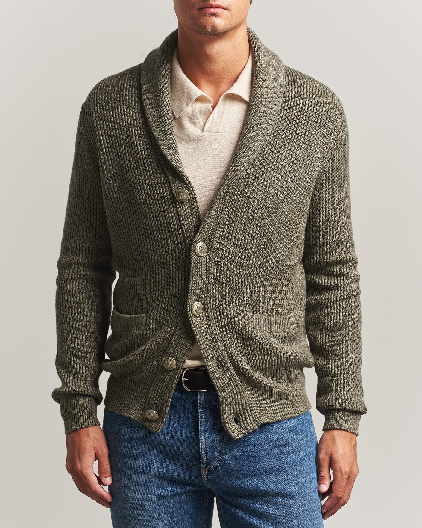 Men | Sweaters & Knitwear | Brunello Cucinelli | Shawl Collar Cardigan Forest Green