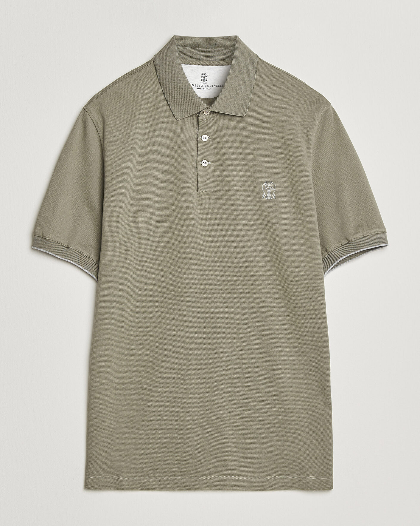 Men | Polo Shirts | Brunello Cucinelli | Short Sleeve Logo Polo Olive