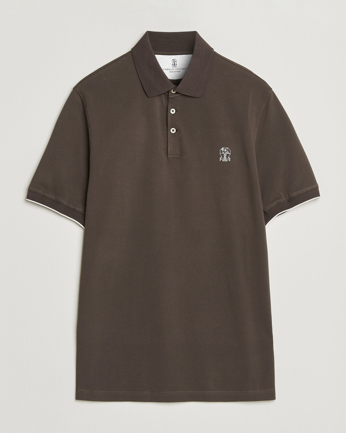 Men | Polo Shirts | Brunello Cucinelli | Short Sleeve Logo Polo Dark Brown