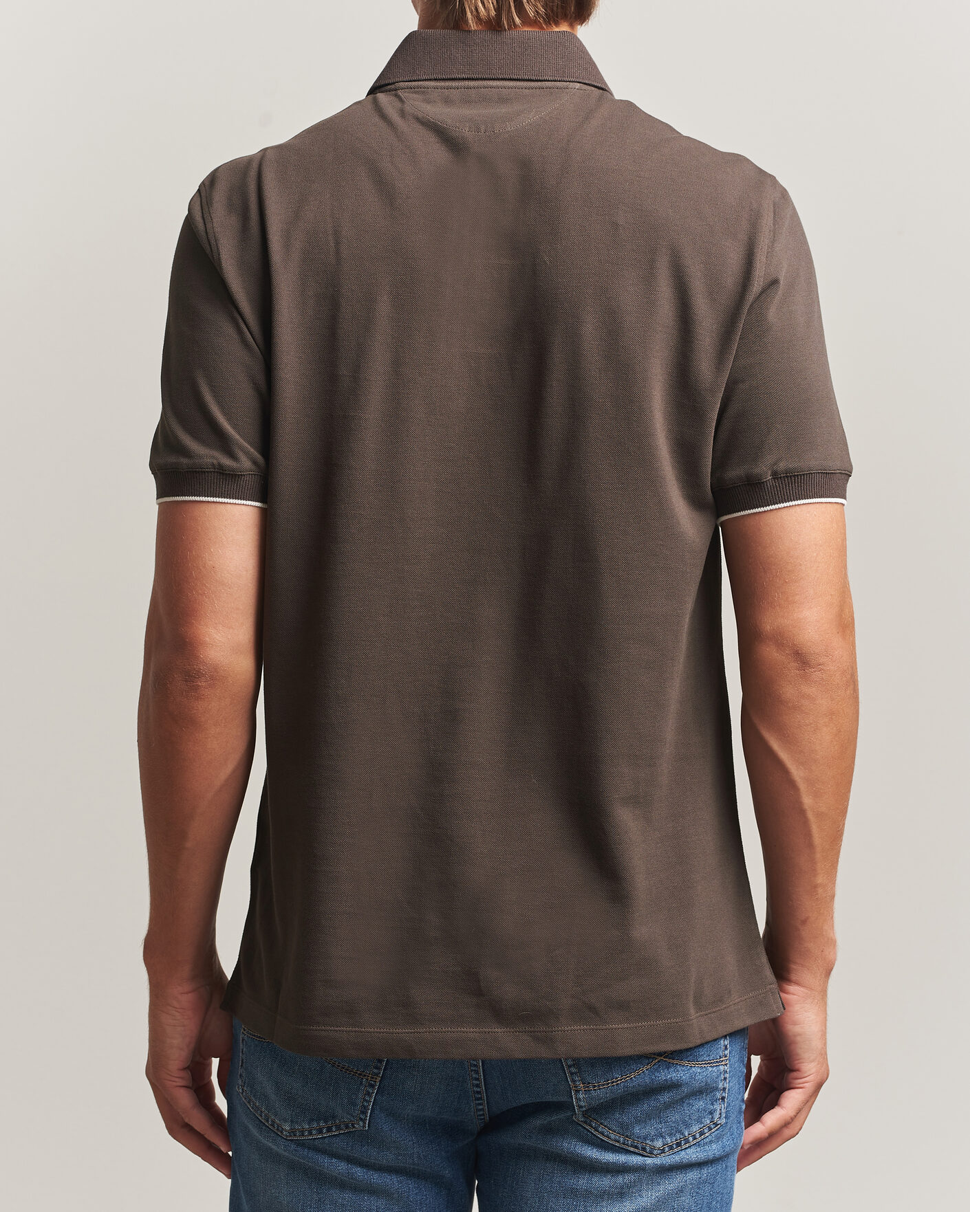 Men | Polo Shirts | Brunello Cucinelli | Short Sleeve Logo Polo Dark Brown