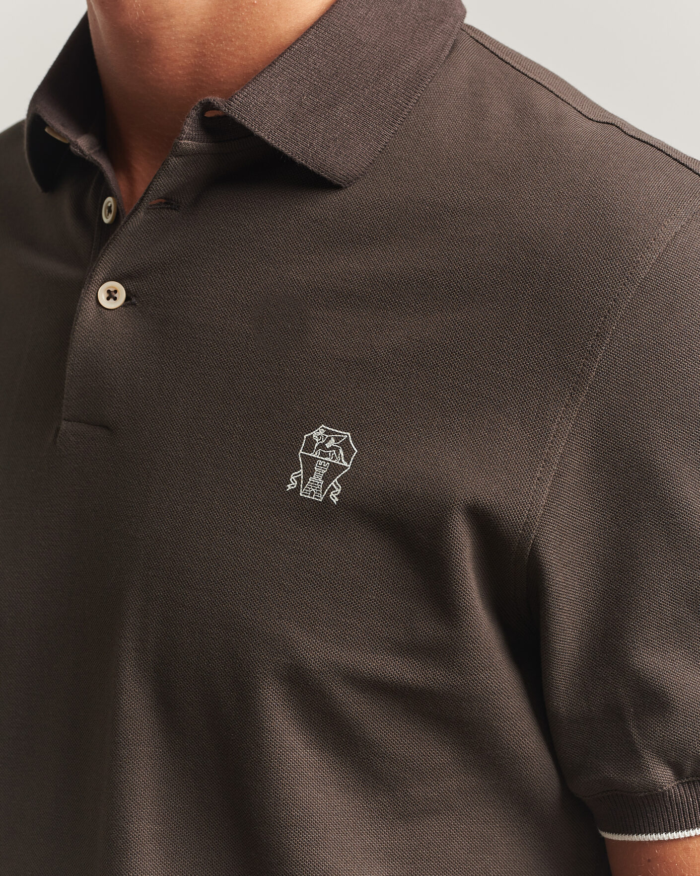 Men | Polo Shirts | Brunello Cucinelli | Short Sleeve Logo Polo Dark Brown