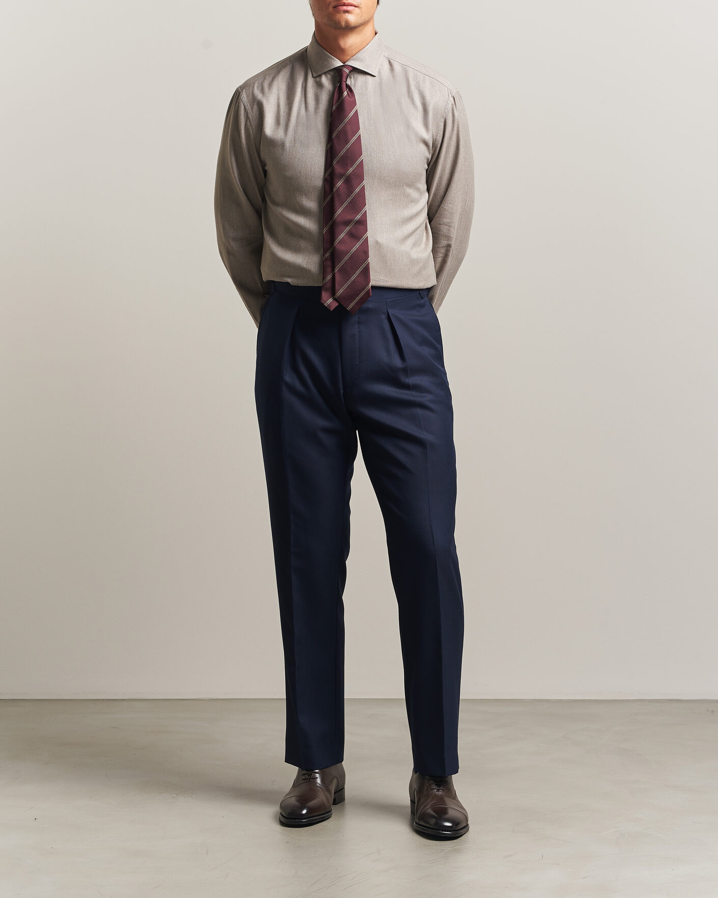 Men | Shirts | Brunello Cucinelli | Cotton Flannel Shirt Granite
