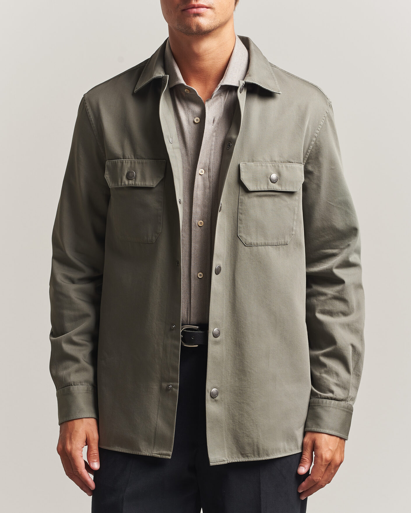 Men | Shirts | Brunello Cucinelli | Twill Cotton Overshirt Olive
