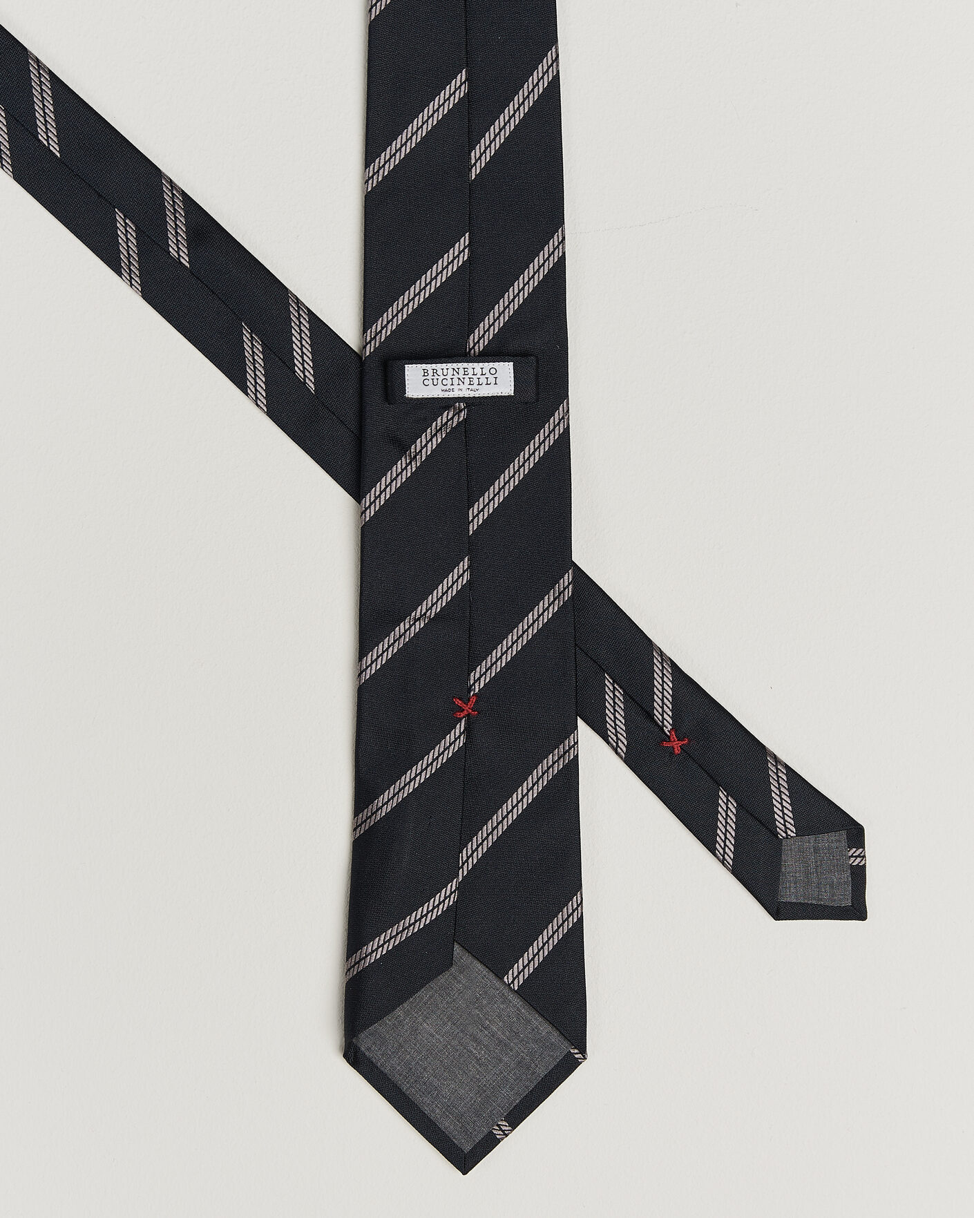 Men | Ties | Brunello Cucinelli | Regimental Stripe Silk Tie Navy