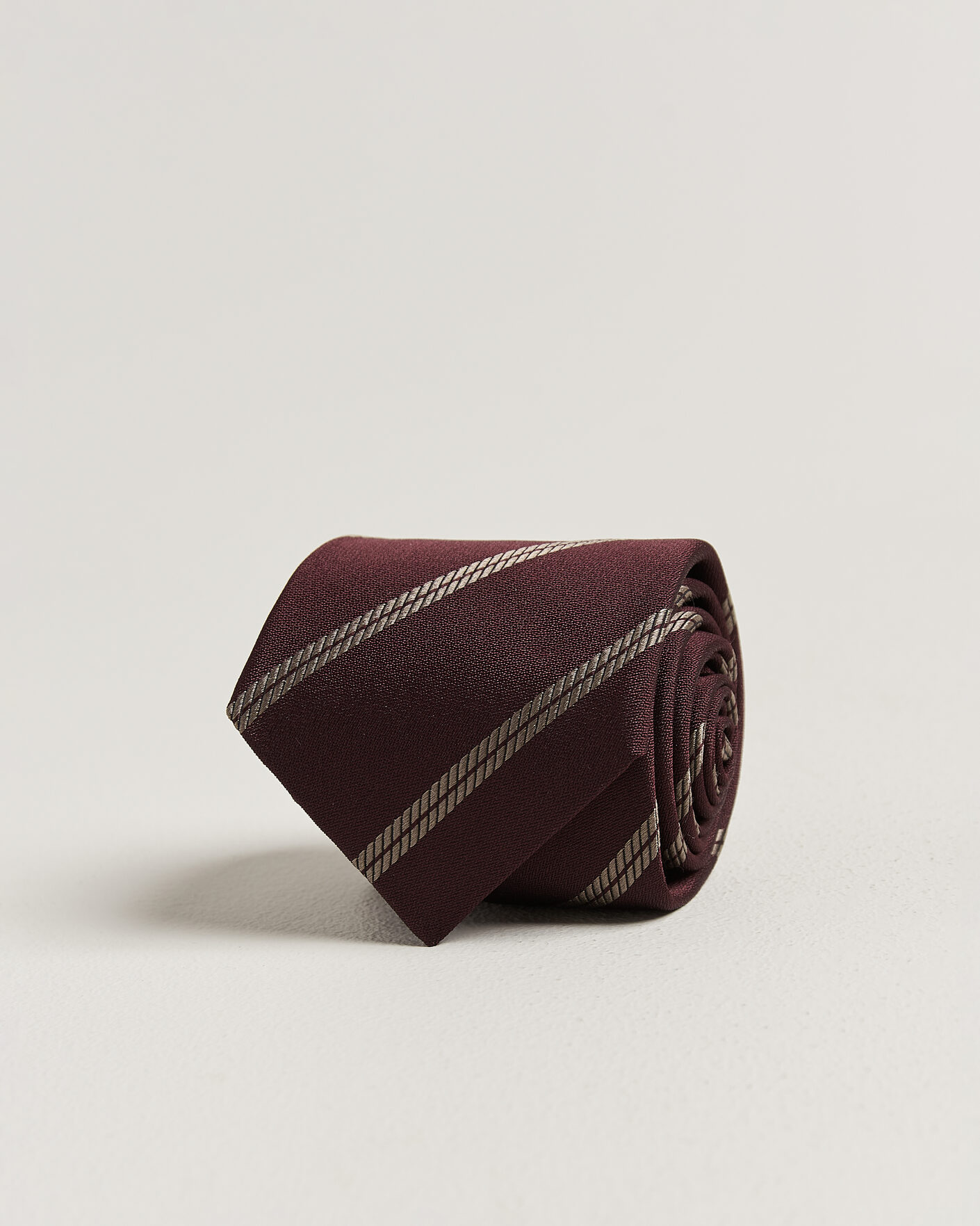 Men | Ties | Brunello Cucinelli | Regimental Stripe Silk Tie Burgundy