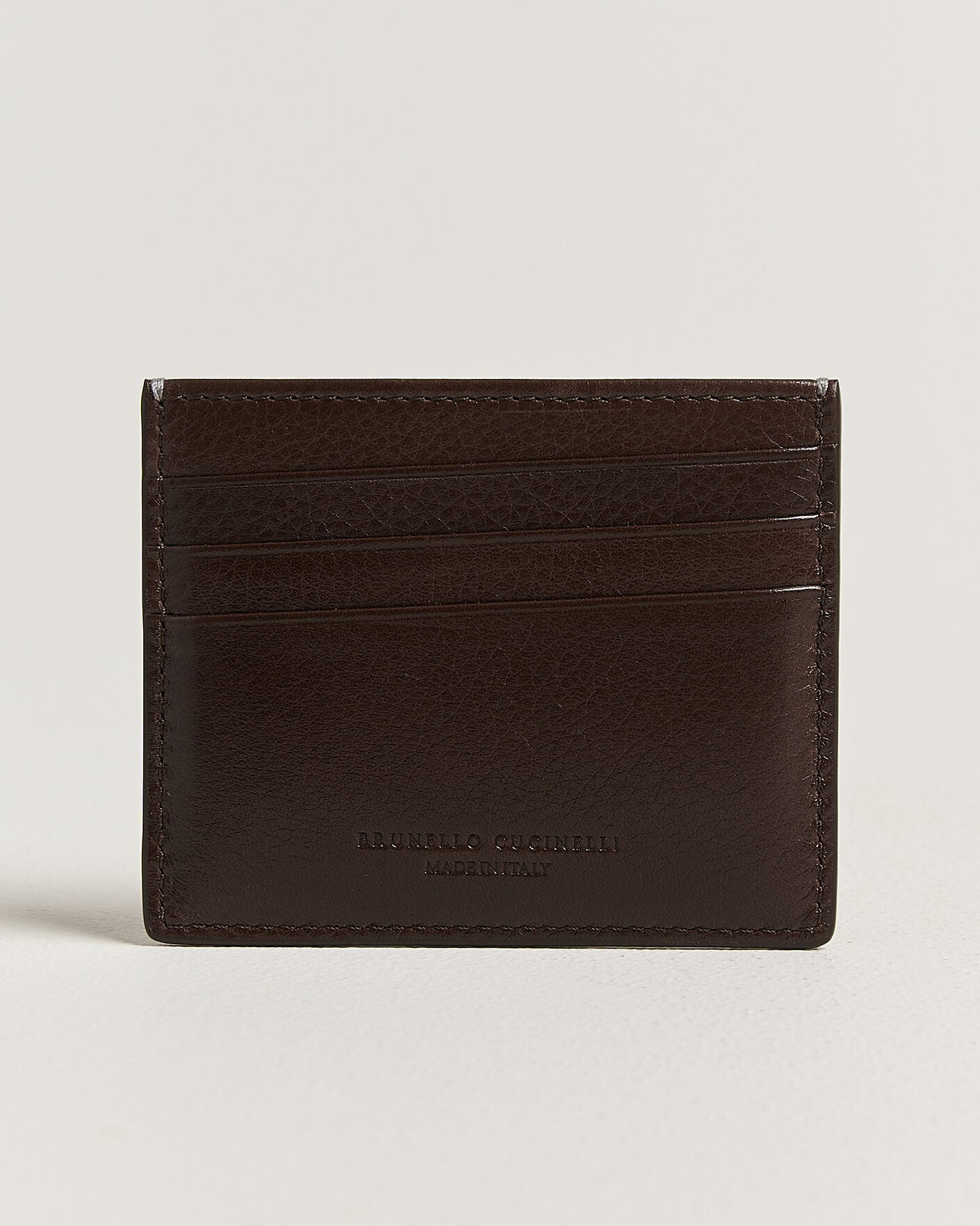Men | Wallets | Brunello Cucinelli | Grain Leather Card Holder Dark Brown