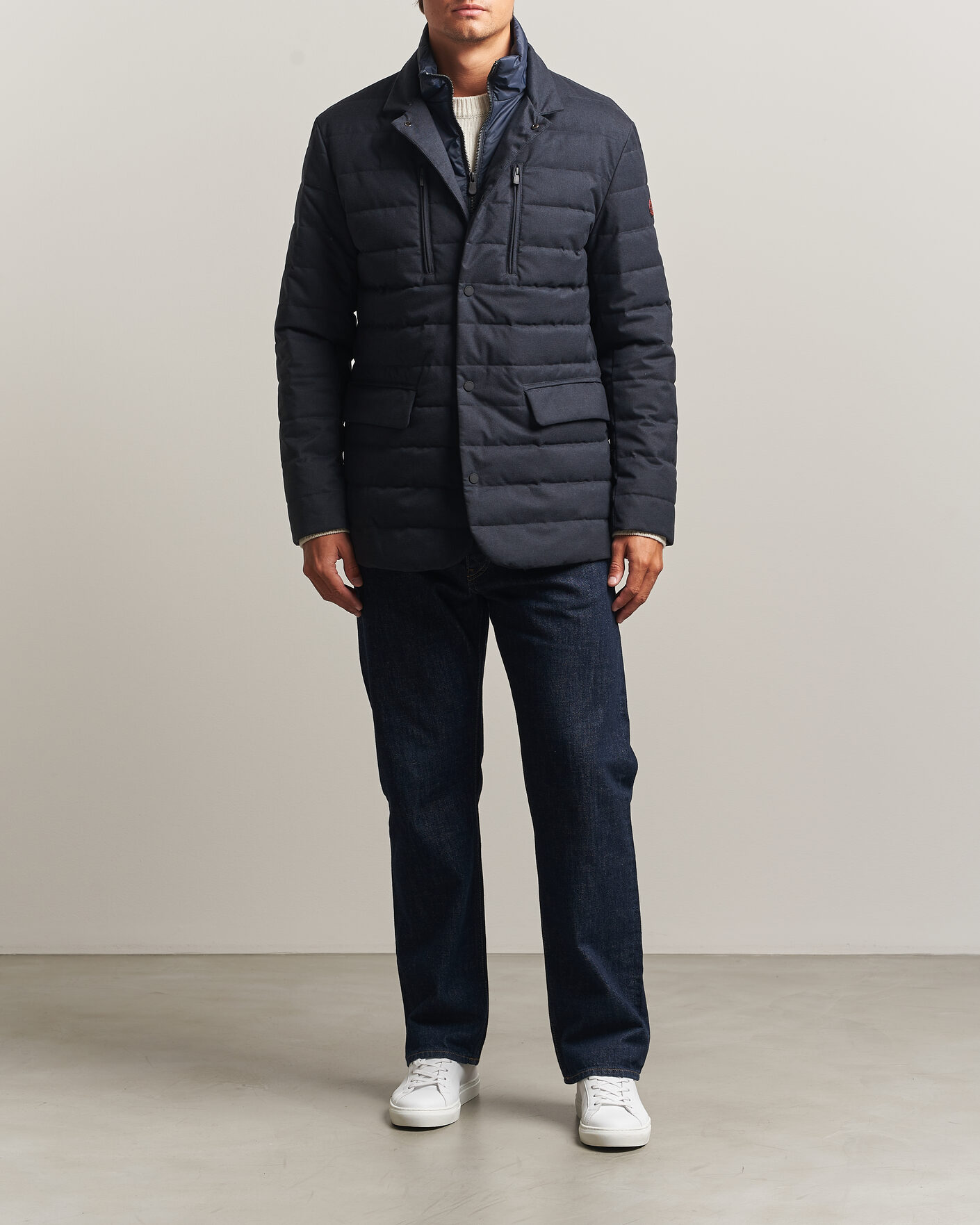 Men | Coats & Jackets | Save The Duck | Felipe Padded Flannel Jacket Navy Blue