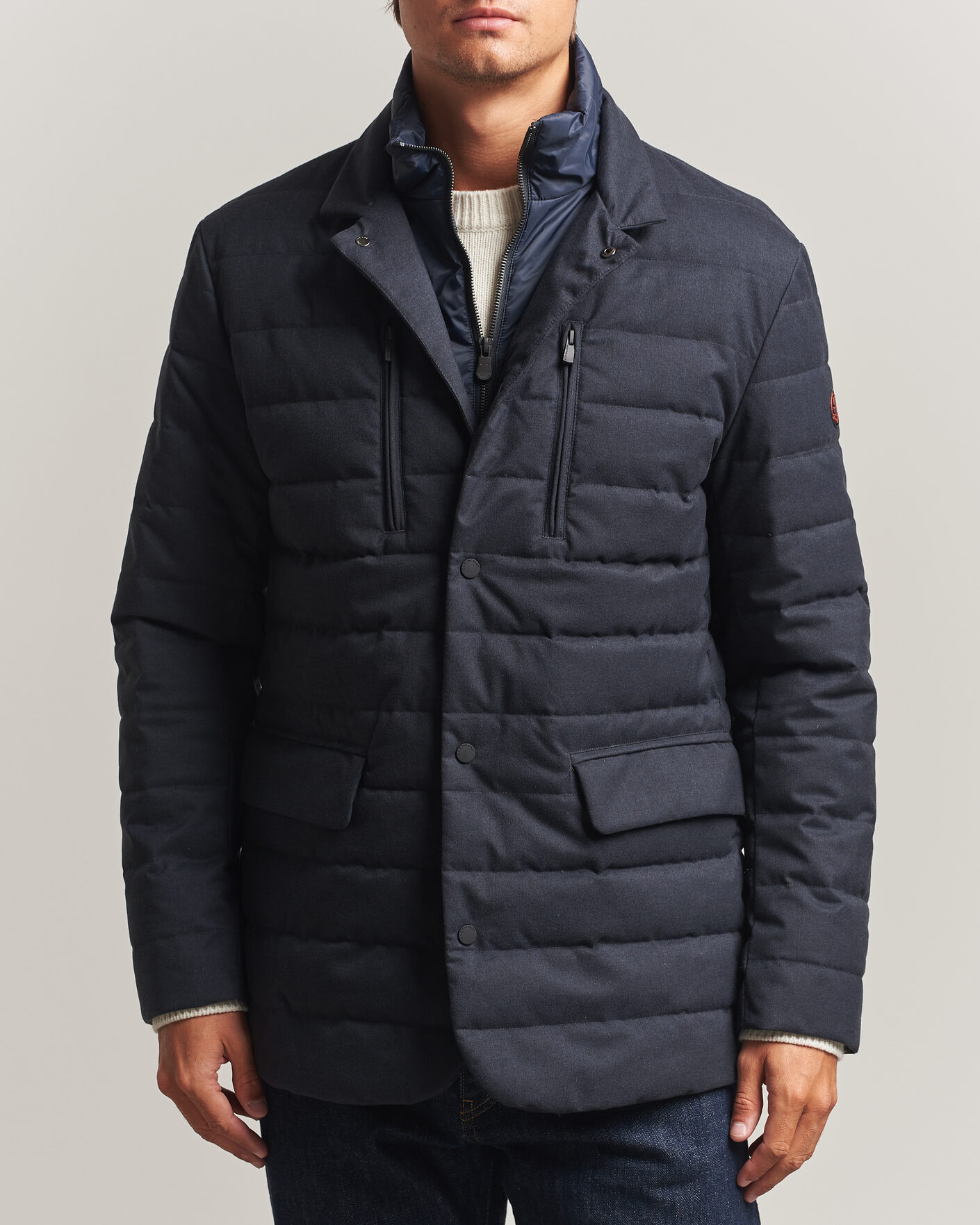 Men | Coats & Jackets | Save The Duck | Felipe Padded Flannel Jacket Navy Blue