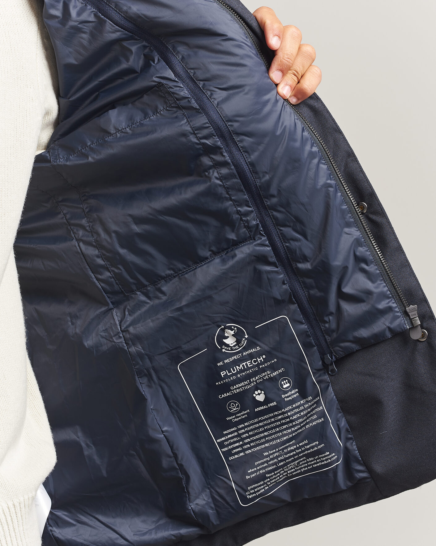 Men | Coats & Jackets | Save The Duck | Felipe Padded Flannel Jacket Navy Blue
