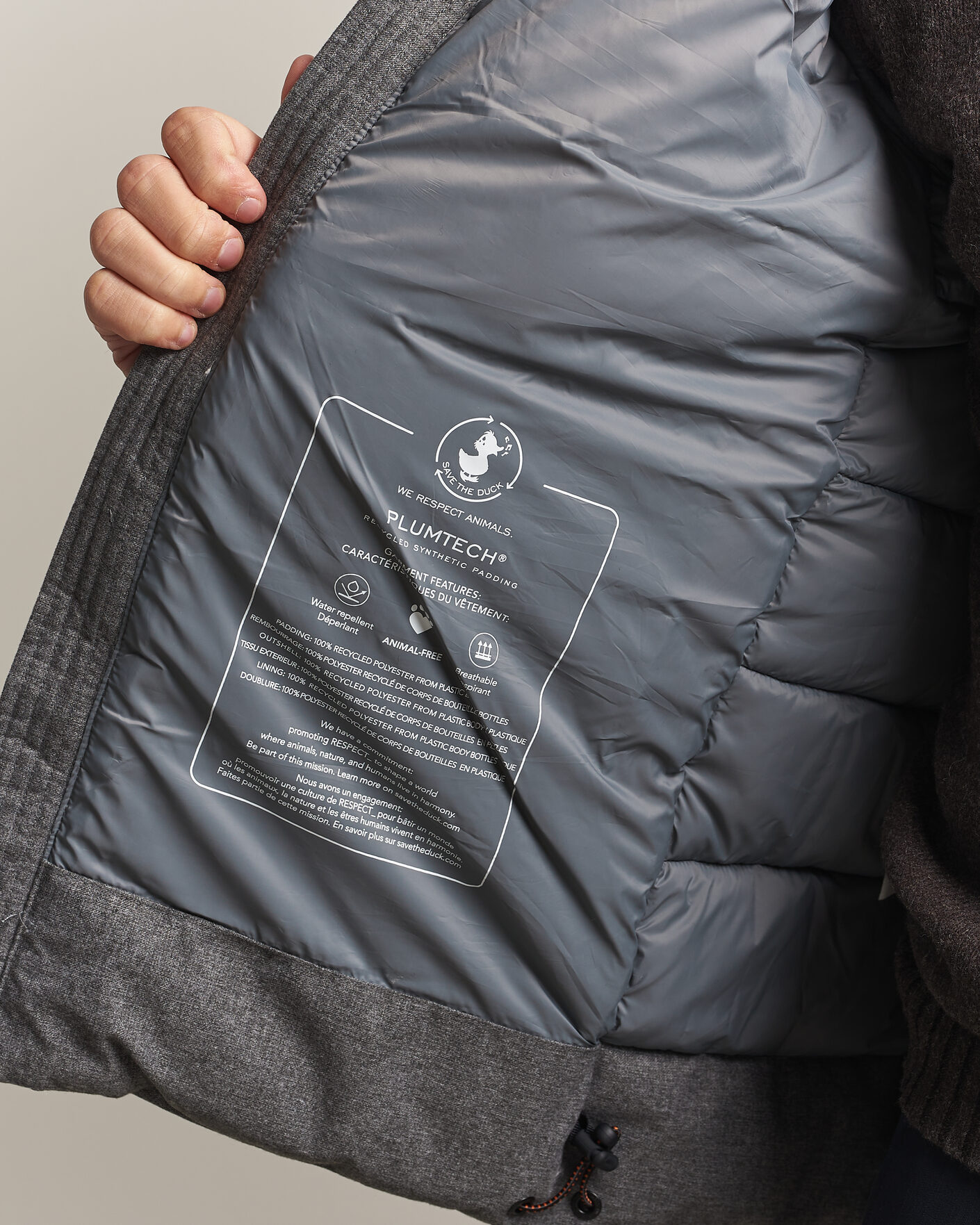 Men | Coats & Jackets | Save The Duck | Constantin Padded Flannel Jacket Mid Grey Melange