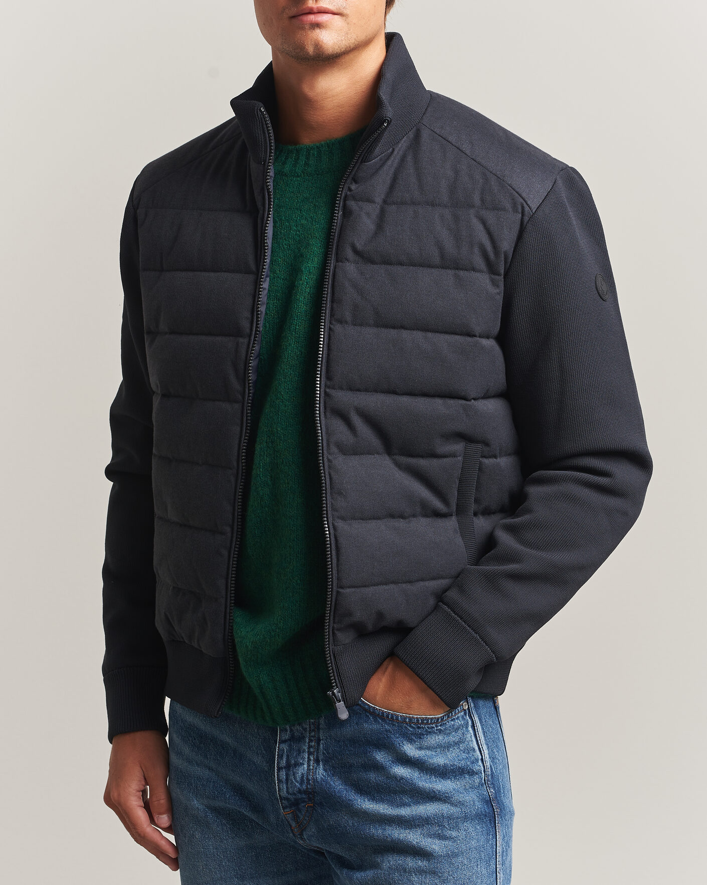 Men | Coats & Jackets | Save The Duck | Lasse Padded Hybrid Jacket Navy Blue Melange
