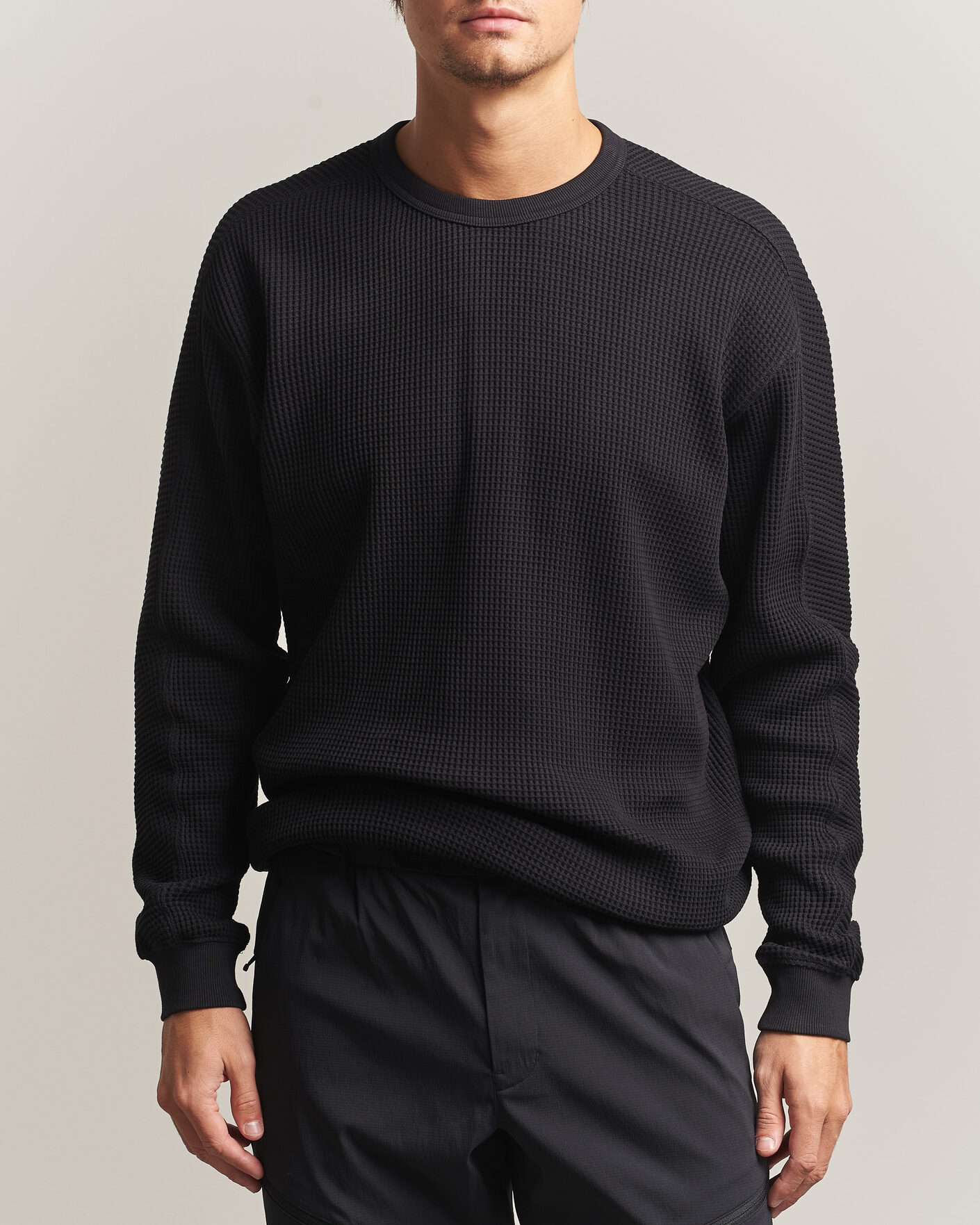 Men | Sweaters & Knitwear | Snow Peak | Heavyweight Waffle Pullover Black